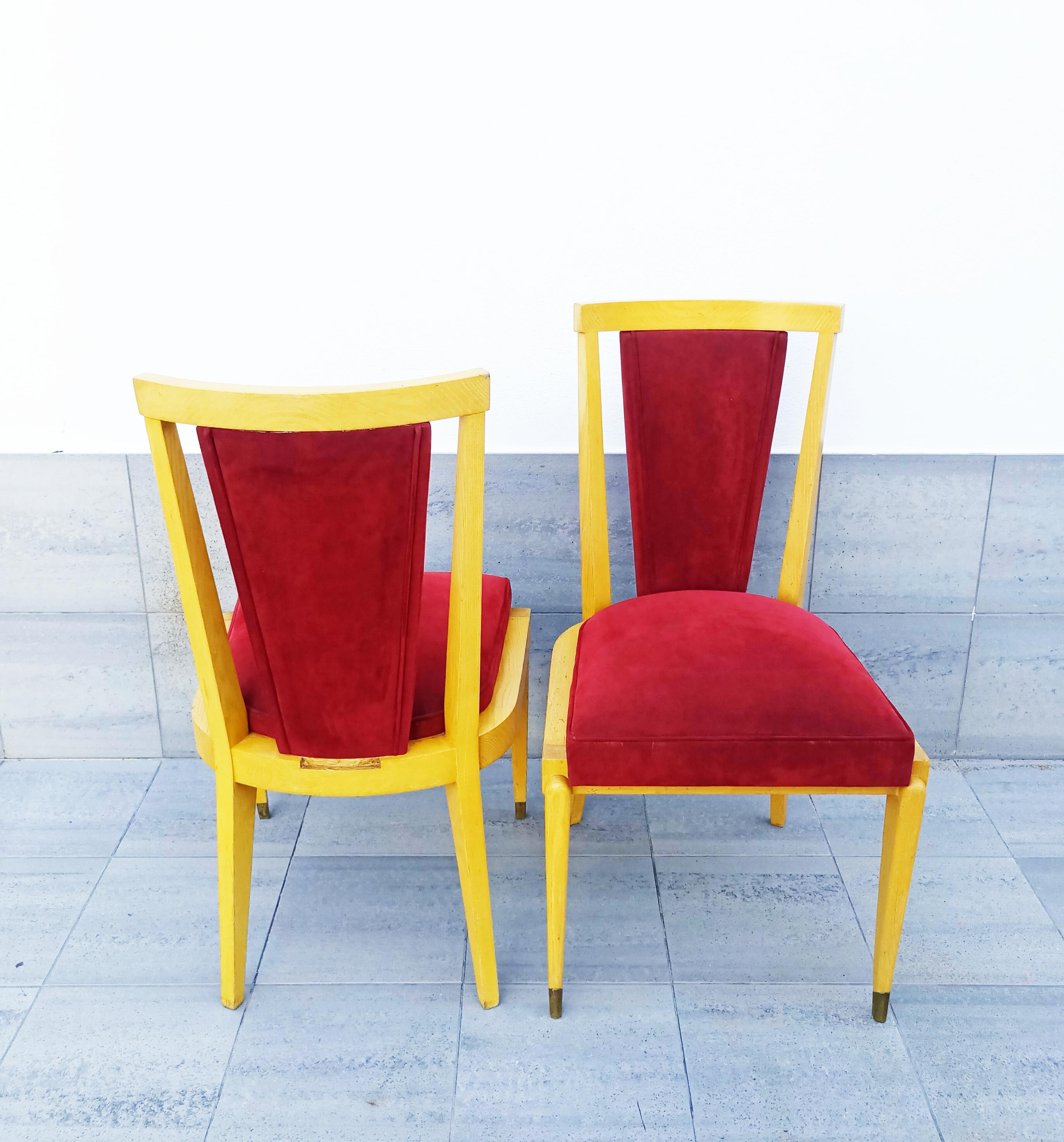 French Rare Pair of André Arbus Chairs, France, 1940s For Sale