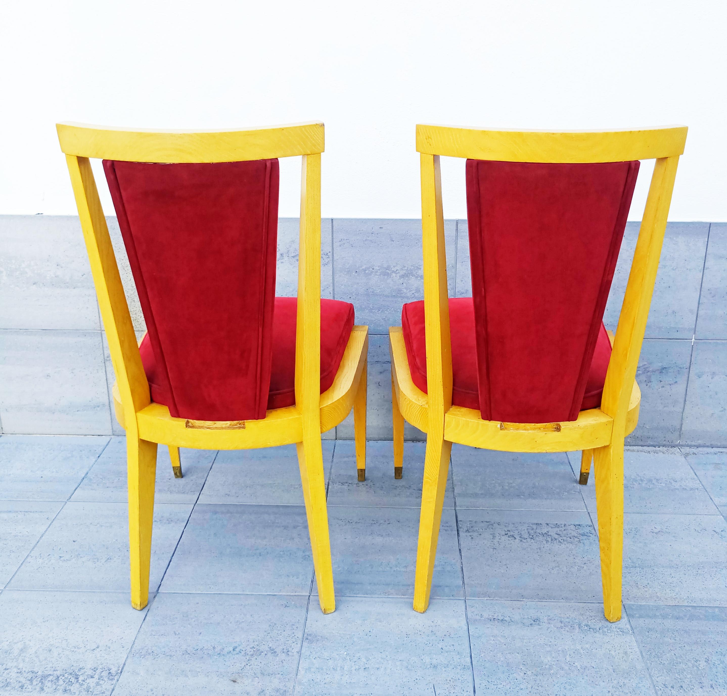 Rare Pair of André Arbus Chairs, France, 1940s In Good Condition For Sale In L'Escala, ES