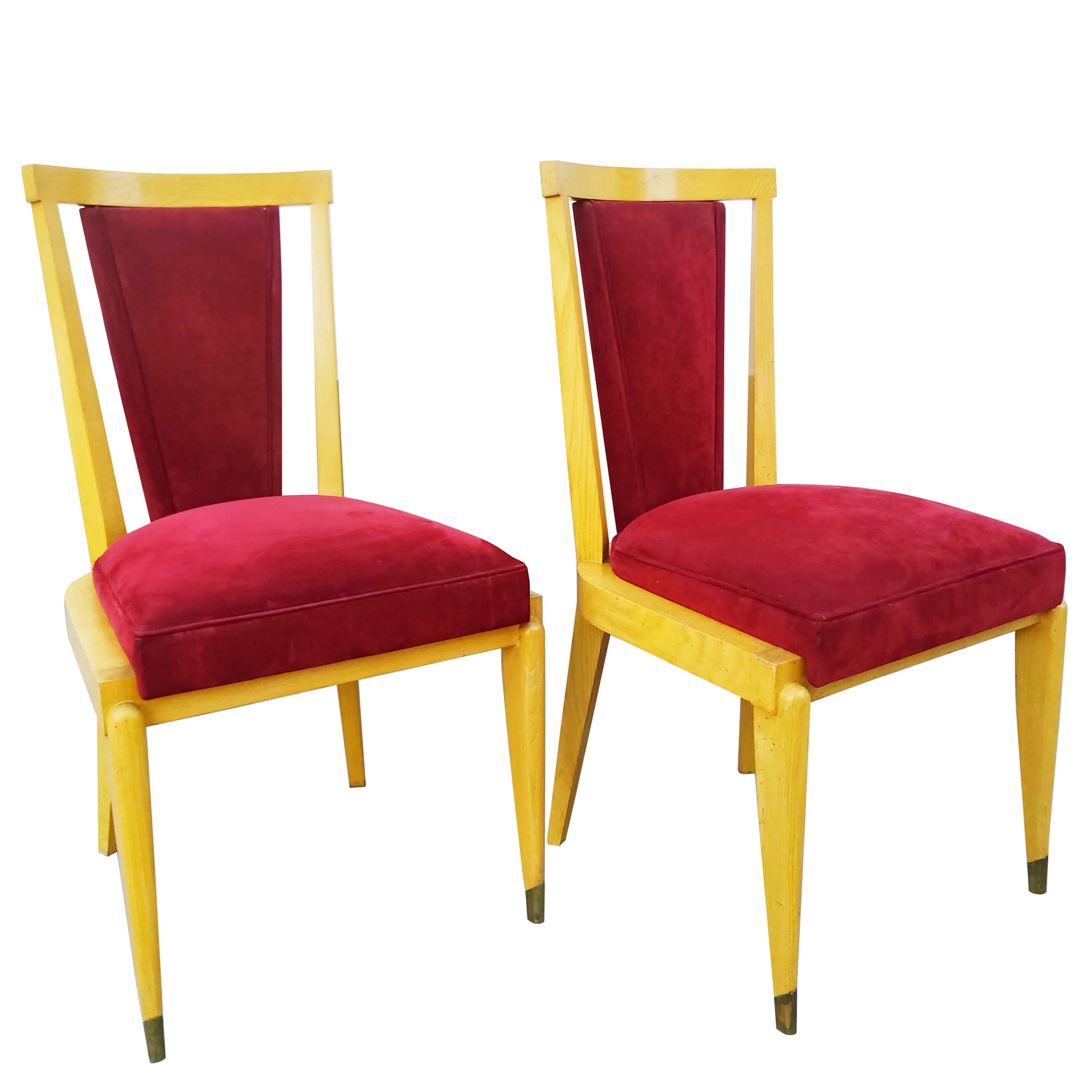 Rare Pair of André Arbus Chairs, France, 1940s