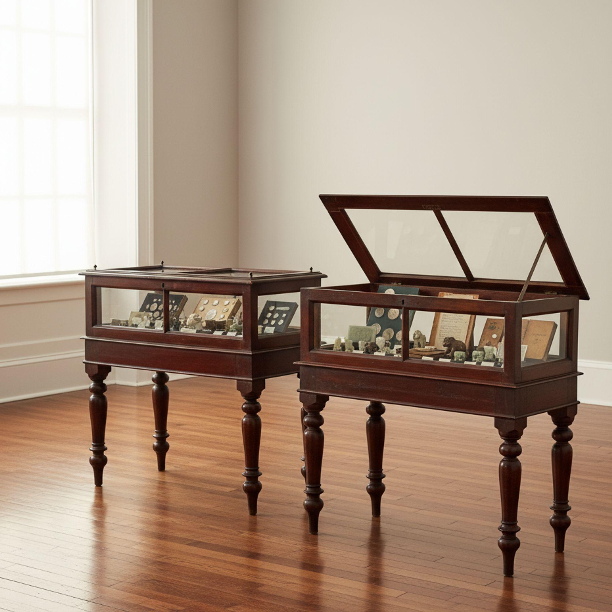 A SCARCE PAIR OF ANGLO-INDIAN TEAK VITRINE CABINETS

Probably British Colonial, circa mid-19th century

35 1/4