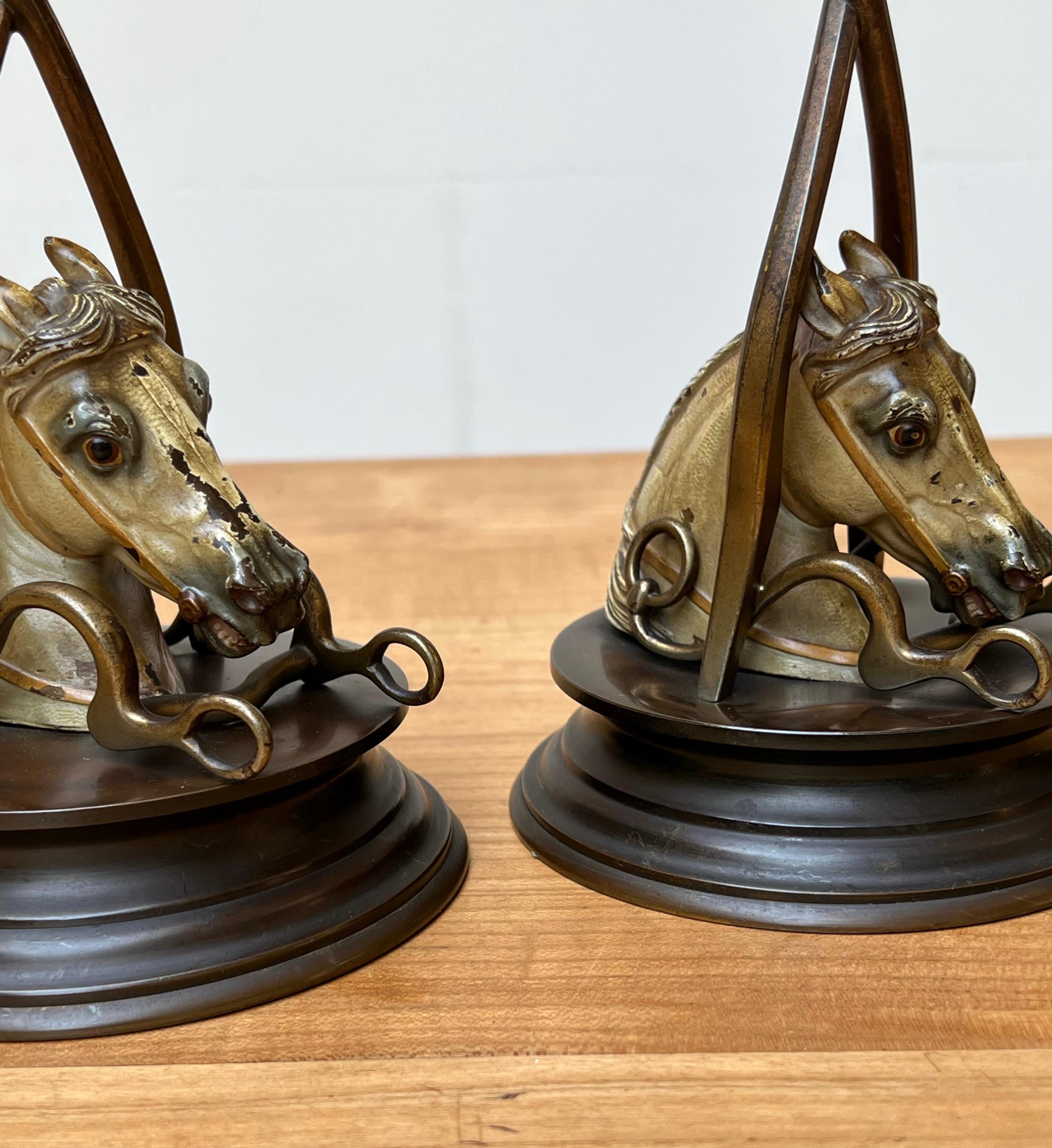Rare Pair of Antique 19th Century Vienna Bronze Candlesticks Horses Att Bergmann For Sale 3