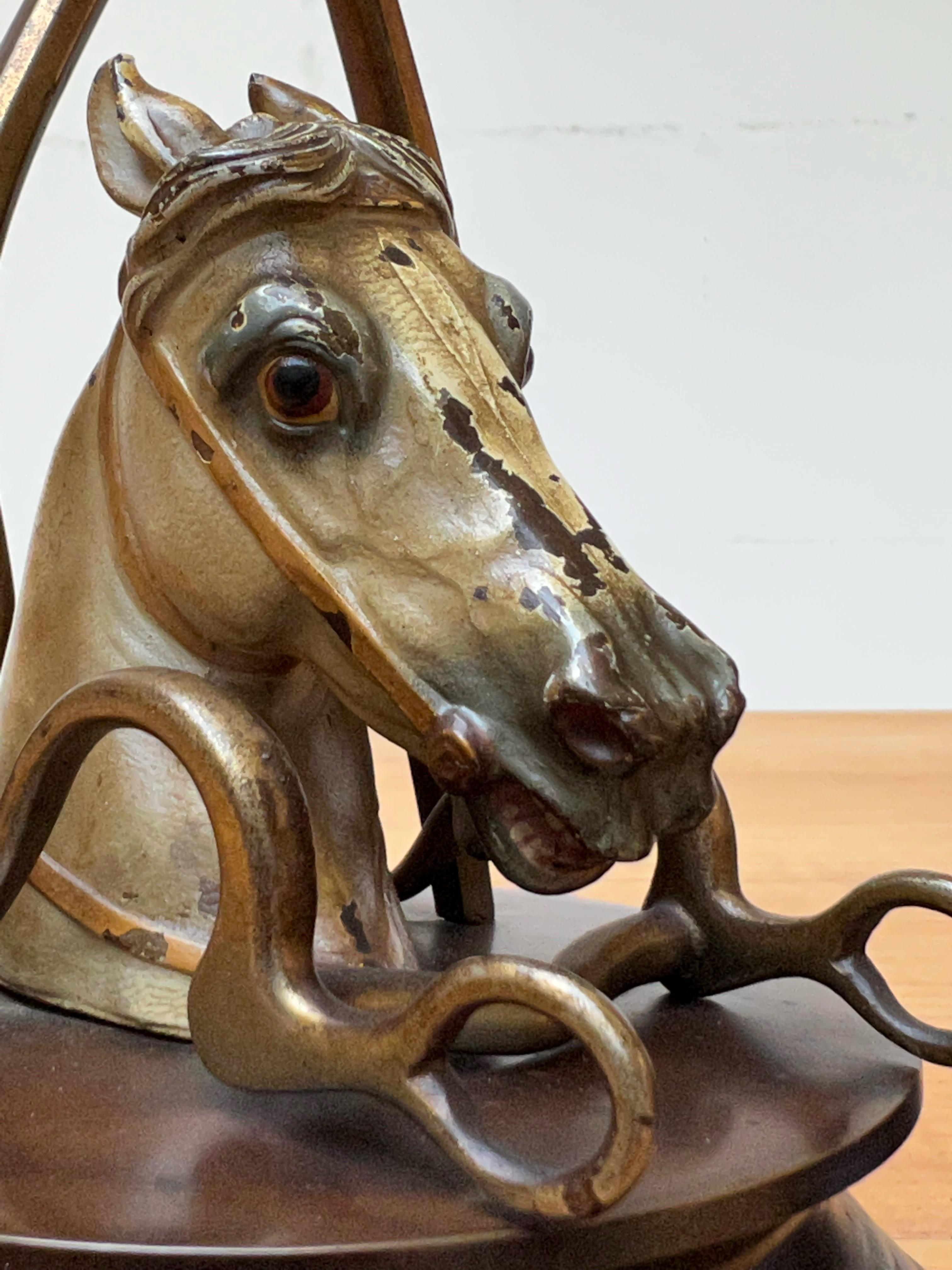 Rare Pair of Antique 19th Century Vienna Bronze Candlesticks Horses Att Bergmann For Sale 8