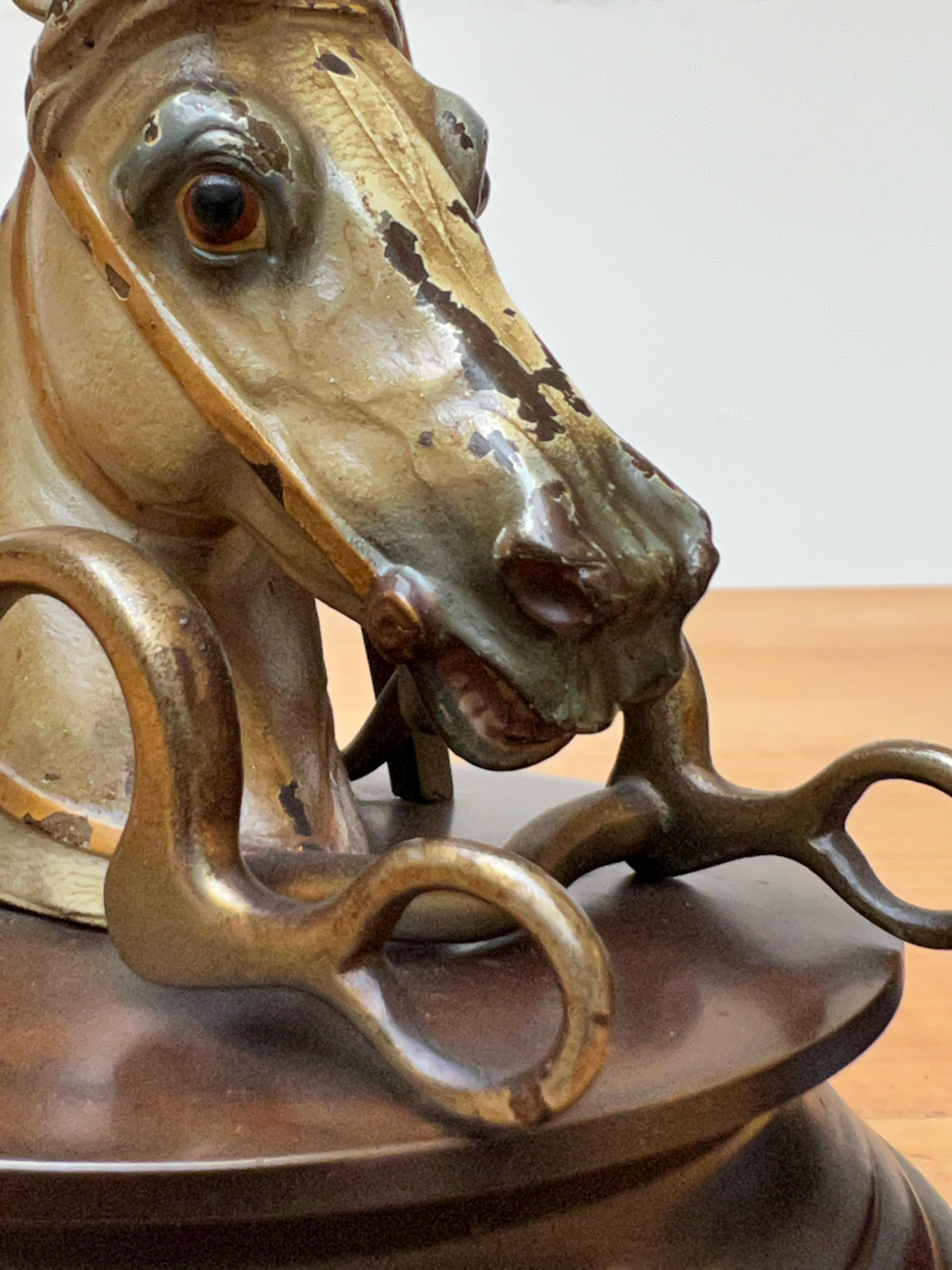 Rare Pair of Antique 19th Century Vienna Bronze Candlesticks Horses Att Bergmann For Sale 10