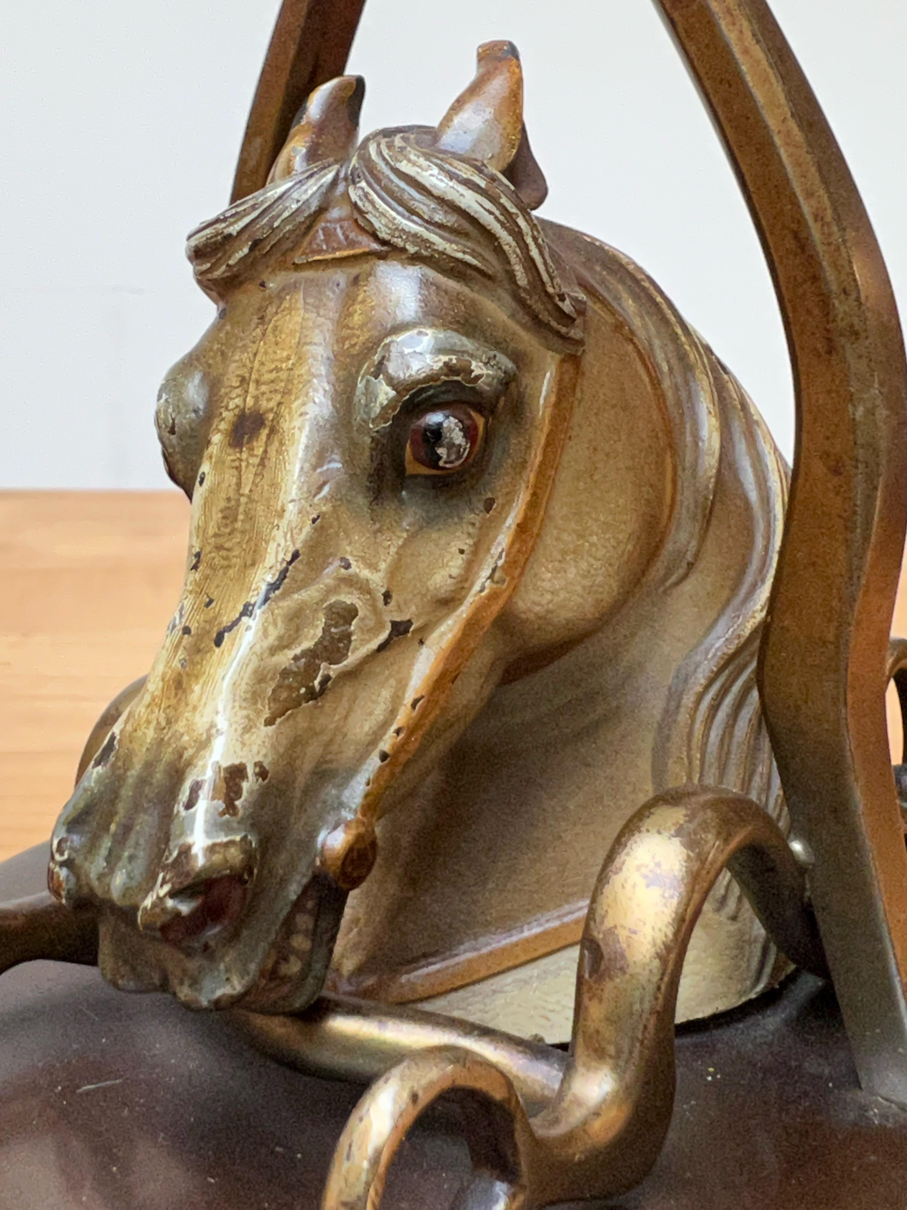 Rare Pair of Antique 19th Century Vienna Bronze Candlesticks Horses Att Bergmann For Sale 2