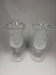 Rare pair of Antique American lead glass celery vases, C. Dorflinger & Sons Inc.