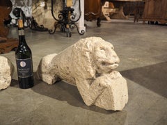 Rare Pair of Antique Carved Stone Lions from Italy, Circa 1600
