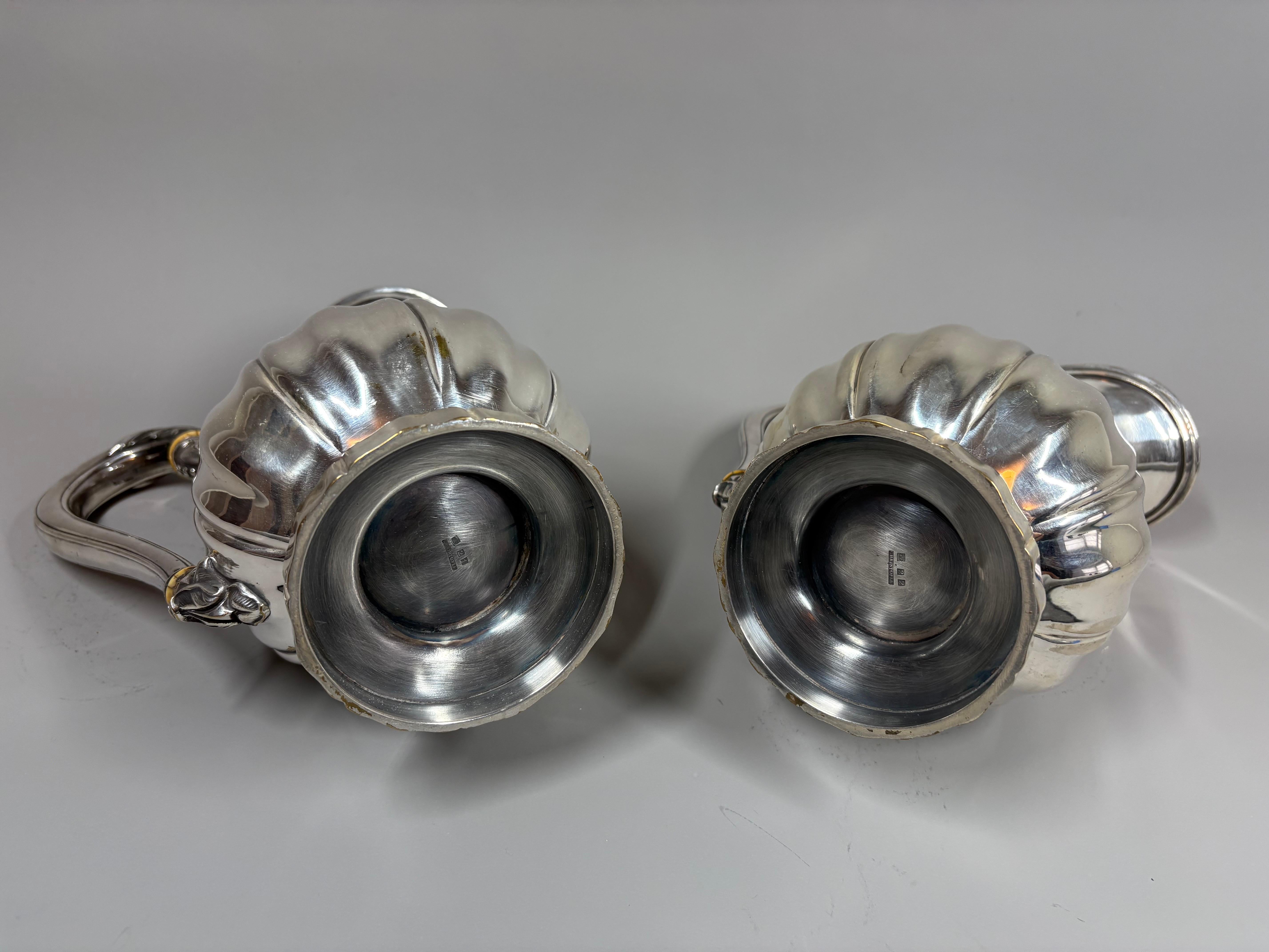 Seltenes Paar antiker versilberter Christofle Krüge / Kannen im Angebot 5