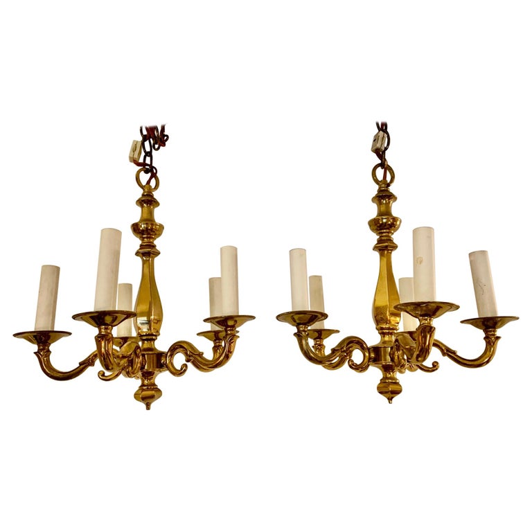 Antique Classic Solid Brass, Mini Brass And Crystal Chandelier