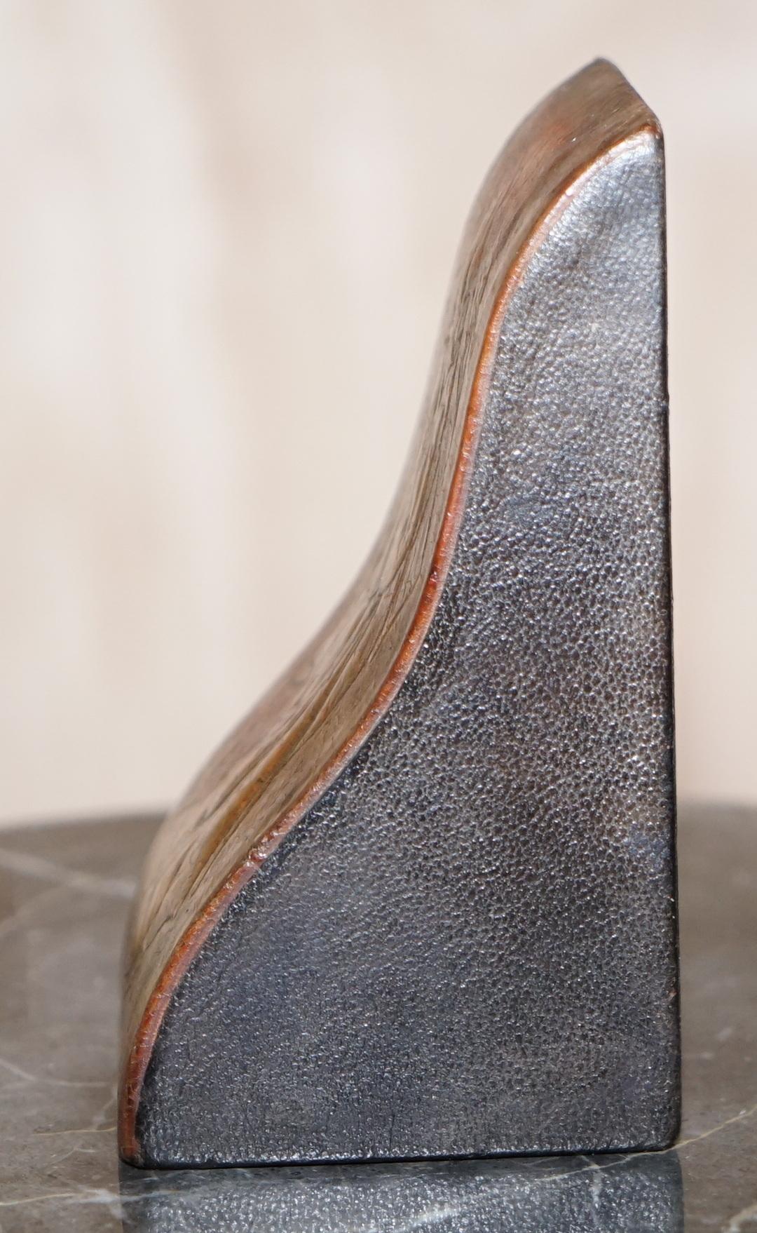 Rare Pair of Antique Japanese Samurai Leather Bookends Decorative Asprey London 9