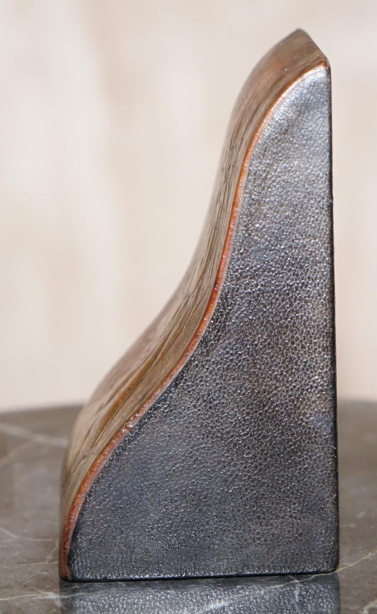 Rare Pair of Antique Japanese Samurai Leather Bookends Decorative Asprey London For Sale 11