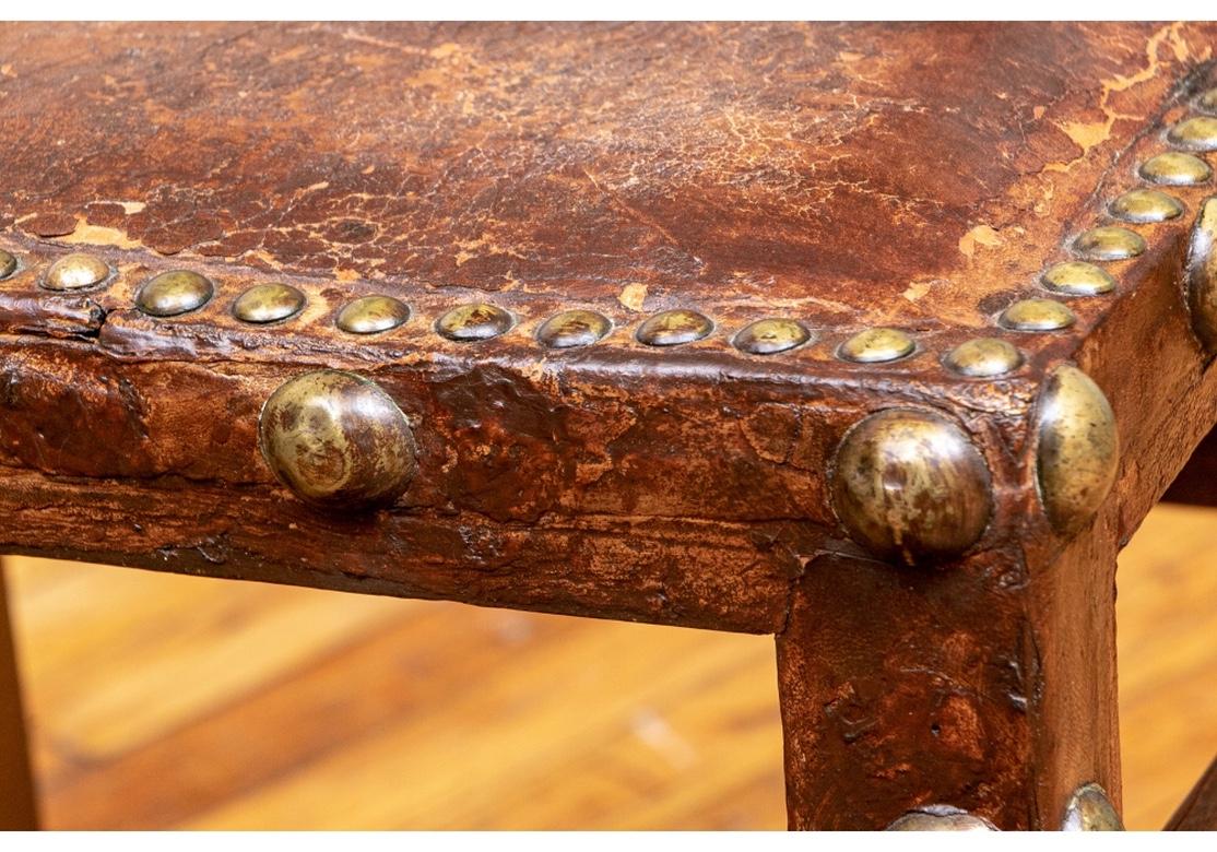 19th Century Rare Pair of Antique Leather Stools