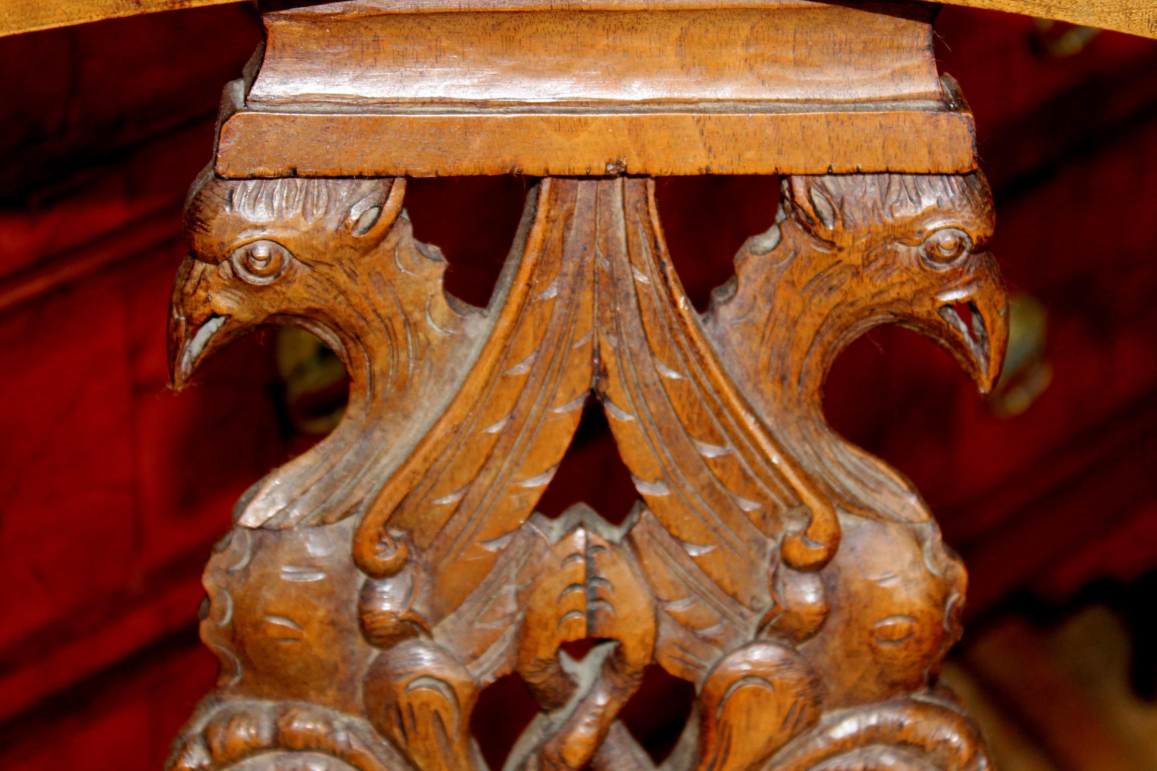 Rare Pair of Antique Scottish Carved Walnut Renaissance Style Corner Chairs 5