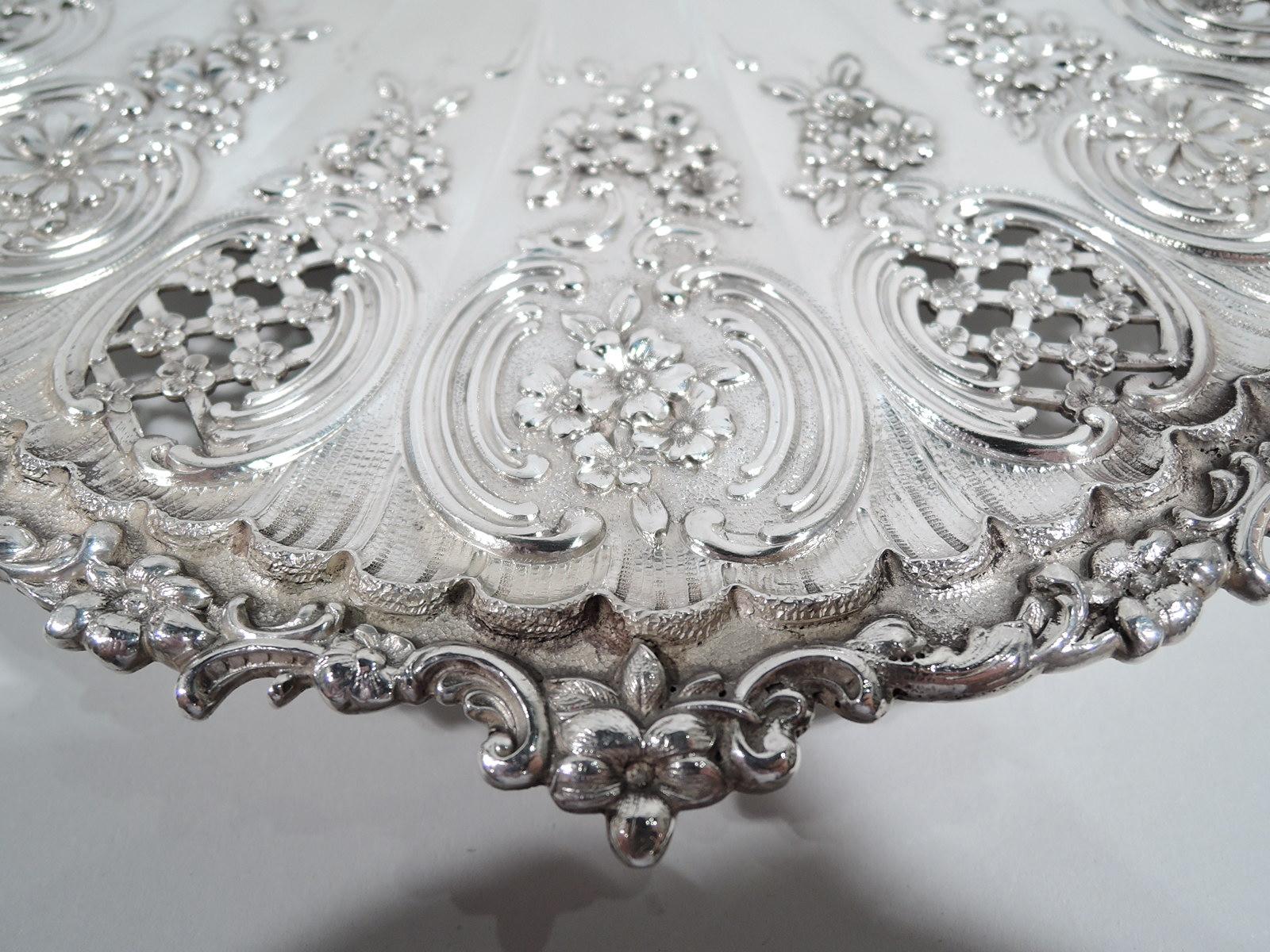 Rare Pair of Antique Tiffany Large Sterling Silver Petit-Four Plates 2