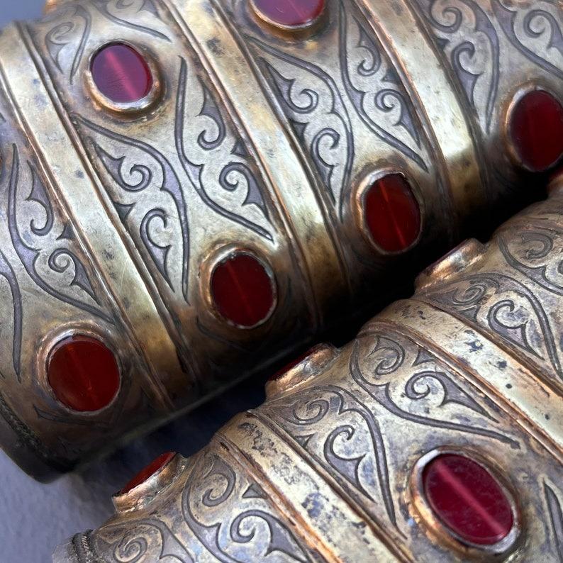 Rare Pair of Antique Turkoman Cuff Bracelets For Sale 3