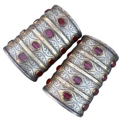 Rare Pair of Antique Turkoman Cuff Bracelets