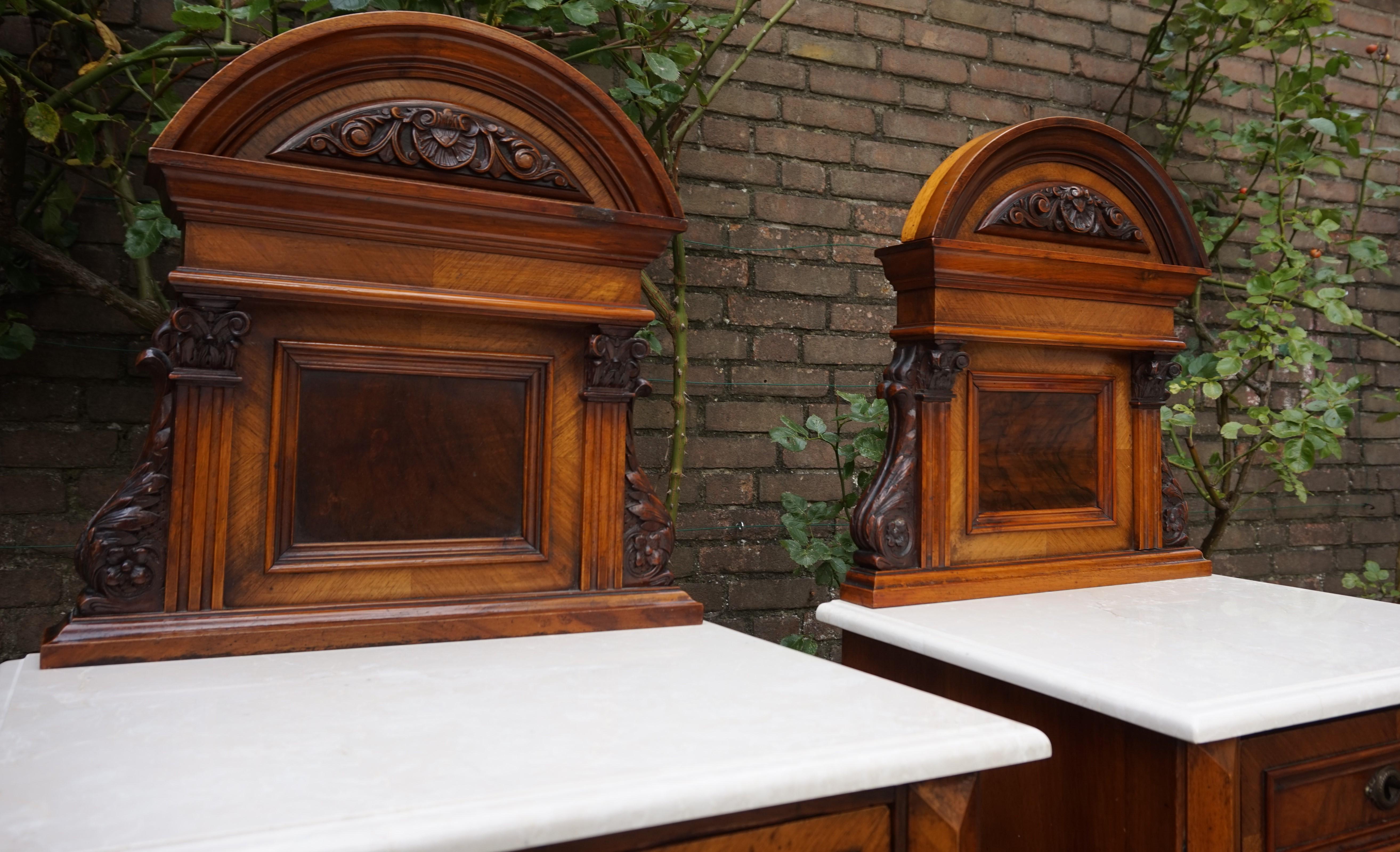 Rare Pair of Antique Victorian Night Stands / Bedside Cabinets with Marble Tops 6