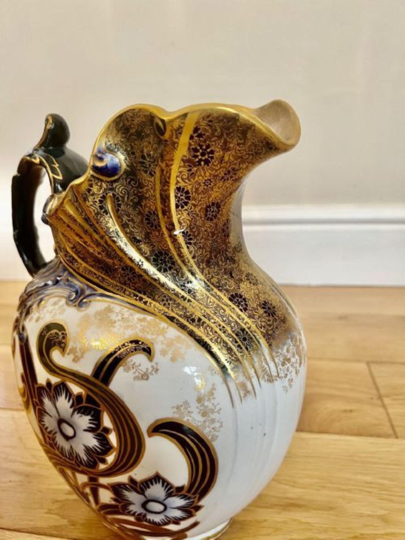 Rare pair of antique Victorian quality Doulton Burslem jug & bowl set For Sale 3