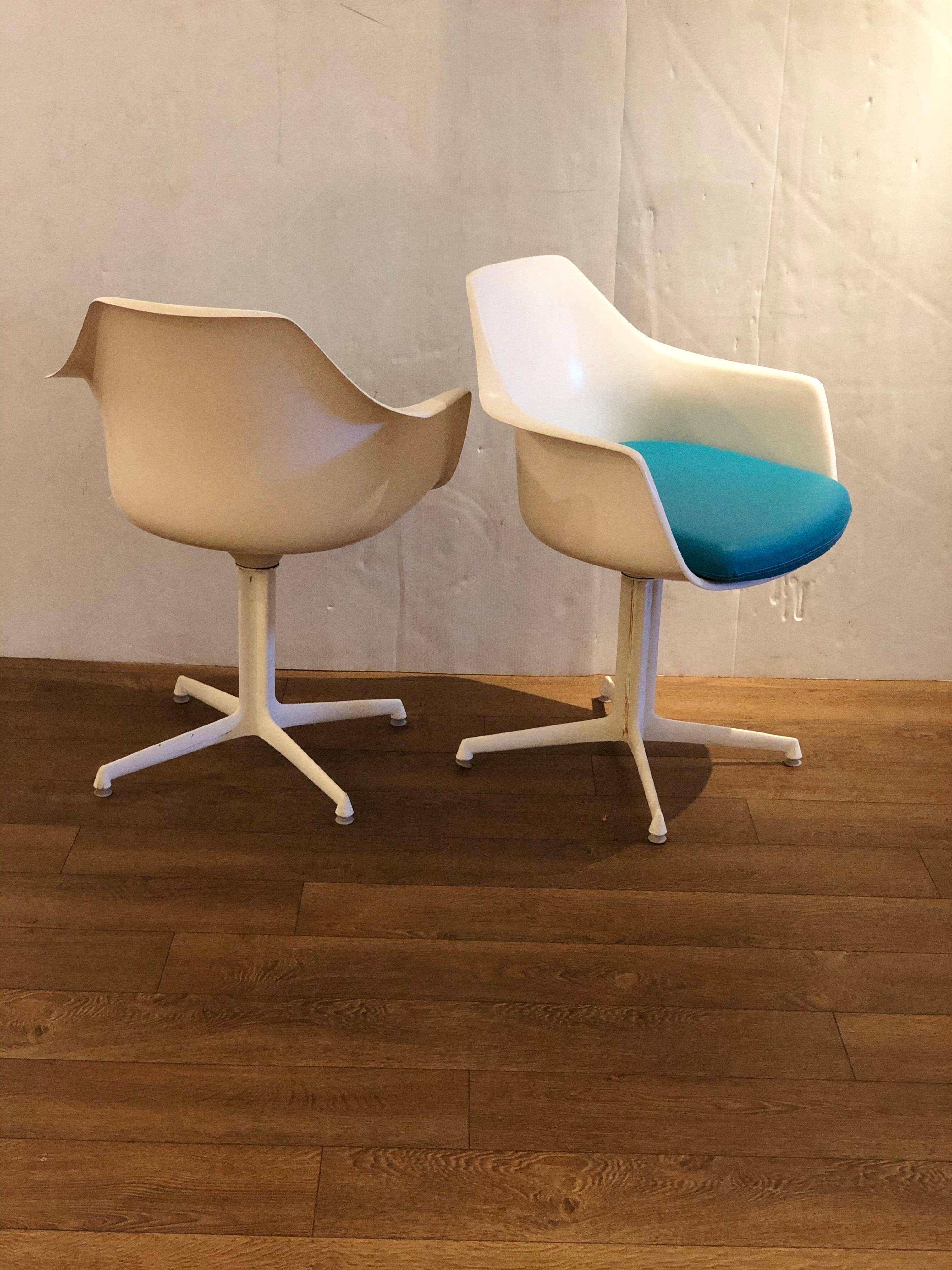 American Rare Pair of Arm Swivel Chairs by Maurice Burke Space Age Era