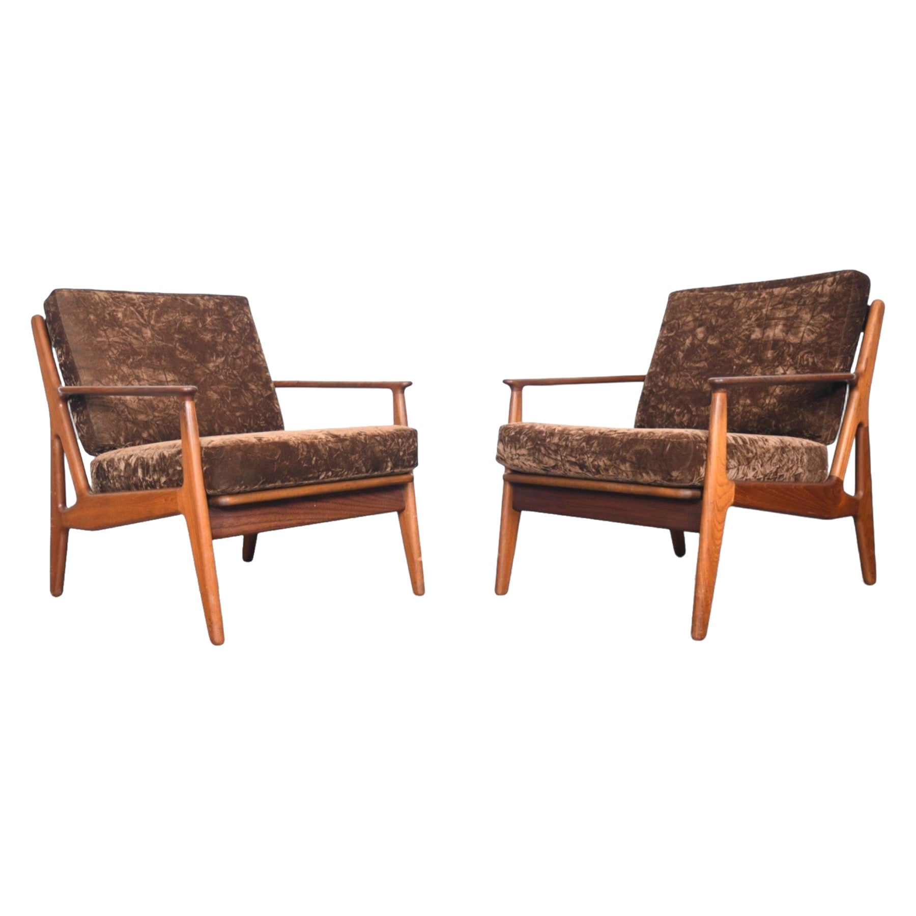 Rare Pair of Arne Vodder for Vamo Lounge Chairs in Teak