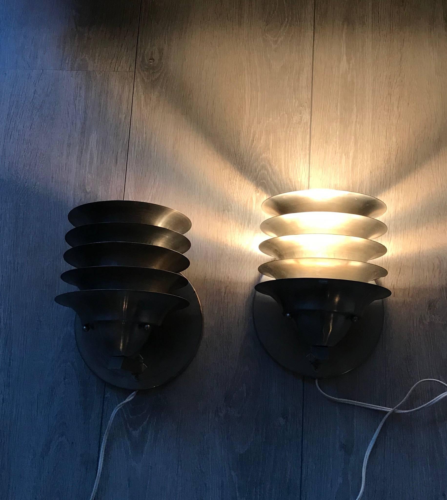 Rare Pair of Art Deco Bauhaus Style Chrome Metal Theather Design Wall Sconces 4