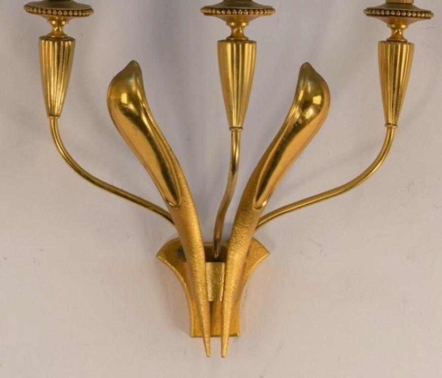 Raro par de apliques Art Decó de latón de Gaetano Sciolari, Italia, años 50 en venta 3