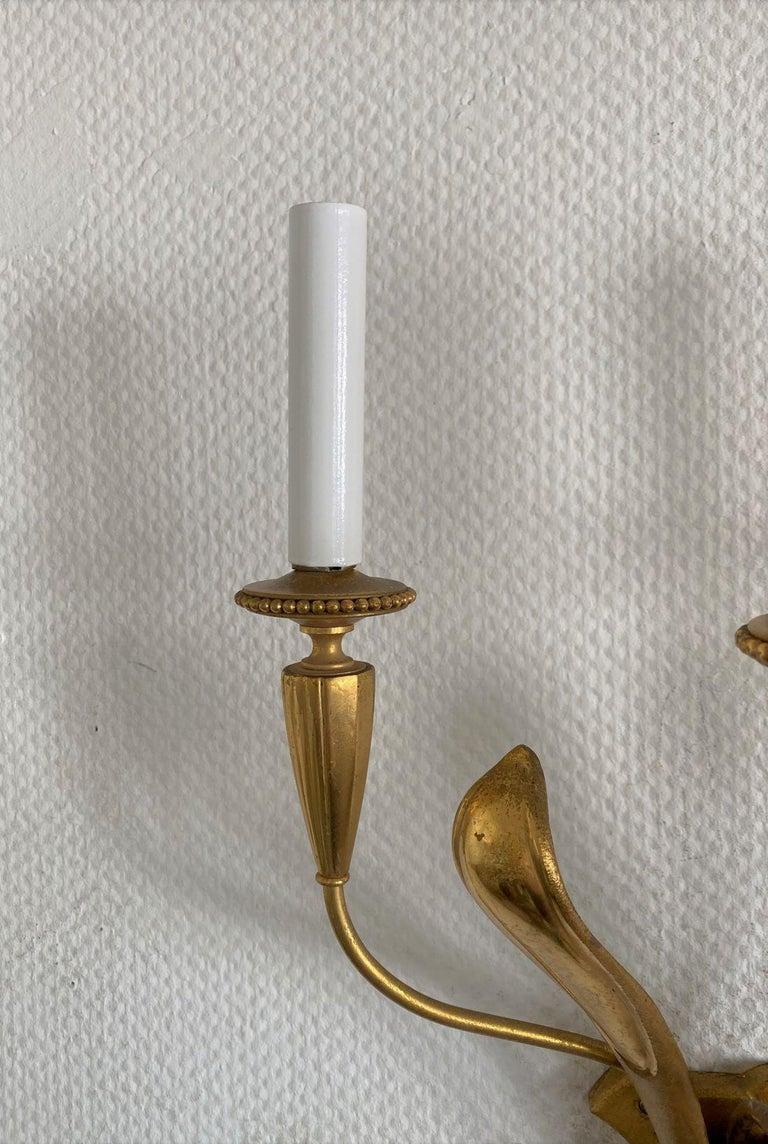 Raro par de apliques Art Decó de latón de Gaetano Sciolari, Italia, años 50 en venta 7