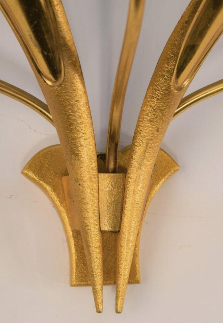 Raro par de apliques Art Decó de latón de Gaetano Sciolari, Italia, años 50 en venta 9