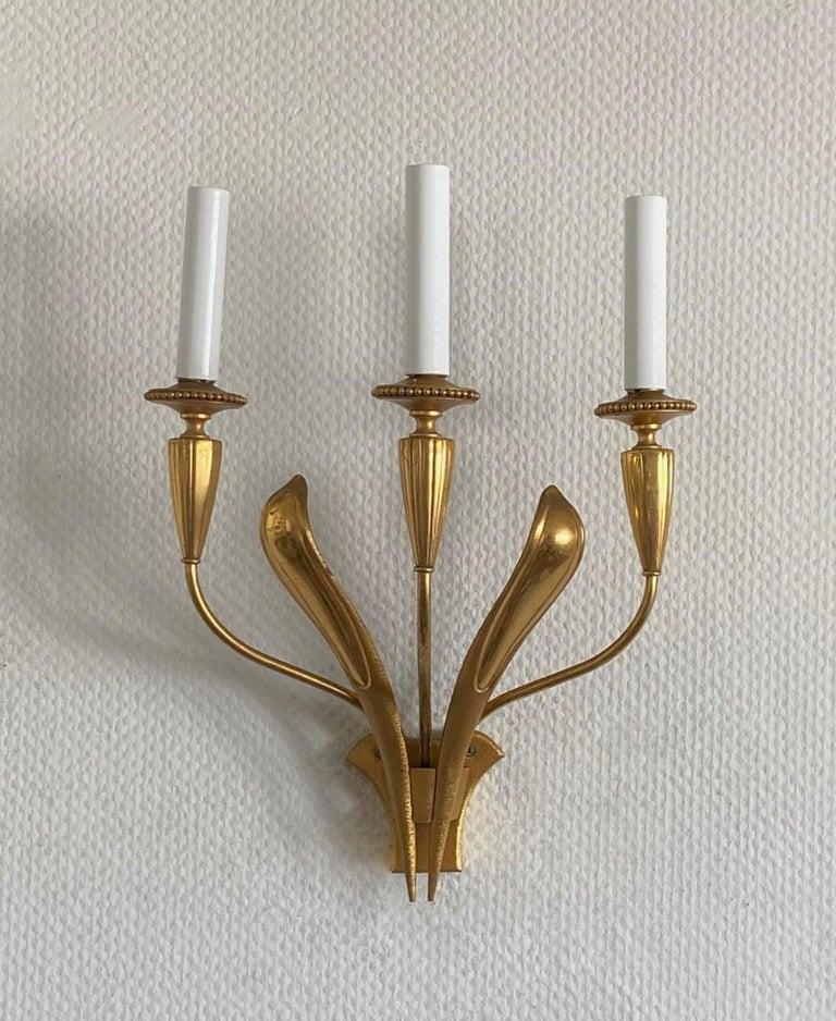 Raro par de apliques Art Decó de latón de Gaetano Sciolari, Italia, años 50 en Bueno estado para la venta en Frankfurt am Main, DE