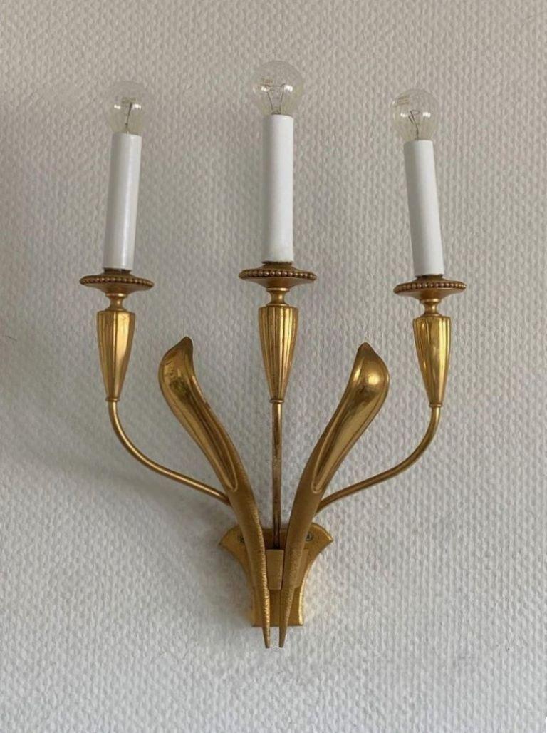 Raro par de apliques Art Decó de latón de Gaetano Sciolari, Italia, años 50 Latón en venta