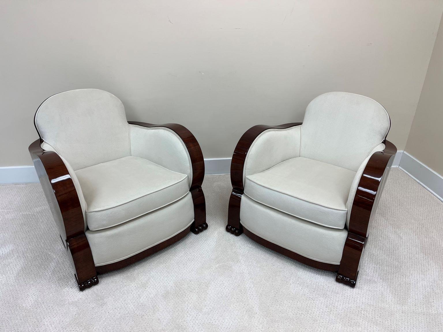 Rare Pair Of Art Deco Cloud Lounge Chairs Attributed to H&L Epstein C.1930 6