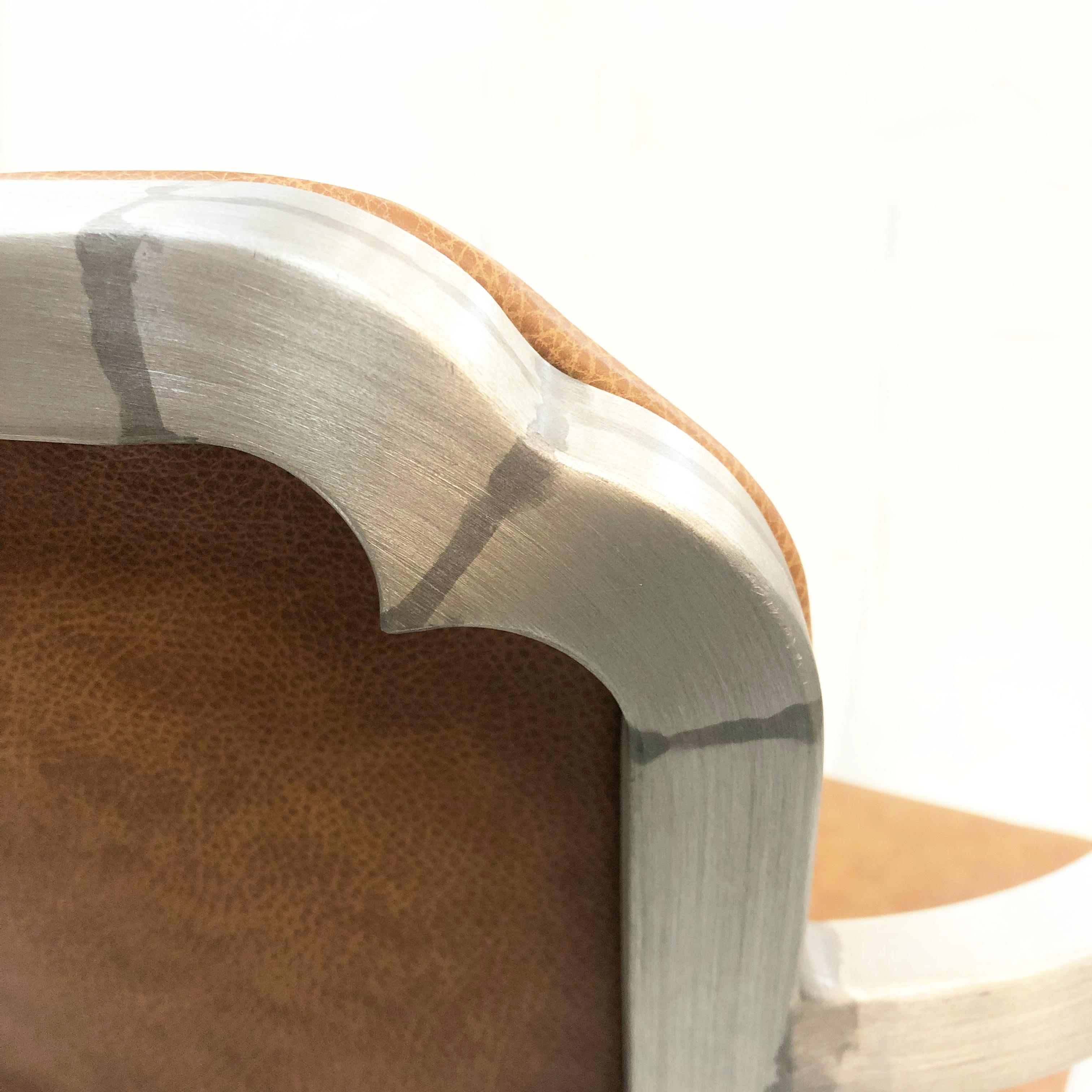Paire de fauteuils club Art Déco industriels en aluminium et cuir par GoodForm en vente 4