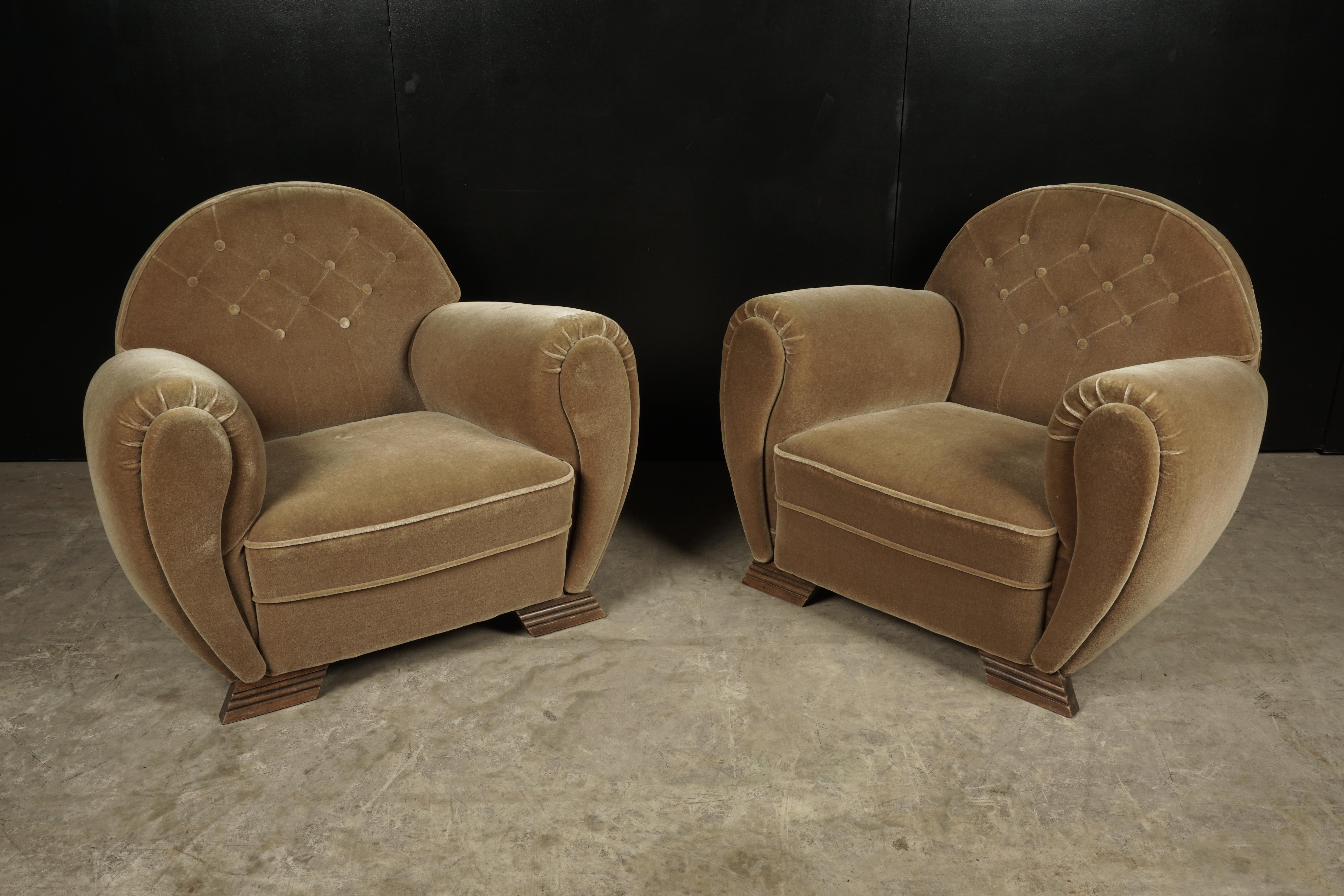 Mid-20th Century Rare Pair of Art Deco Lounge Chairs from France, circa 1950