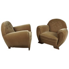 Rare Pair of Art Deco Lounge Chairs from France, circa 1950