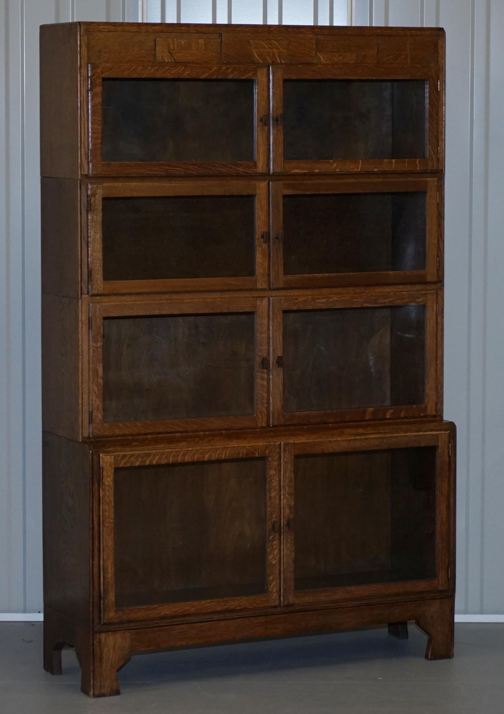 Rare Pair of Art Deco Oak Modular Minty Oxford Antique Stacking Legal Bookcases 3