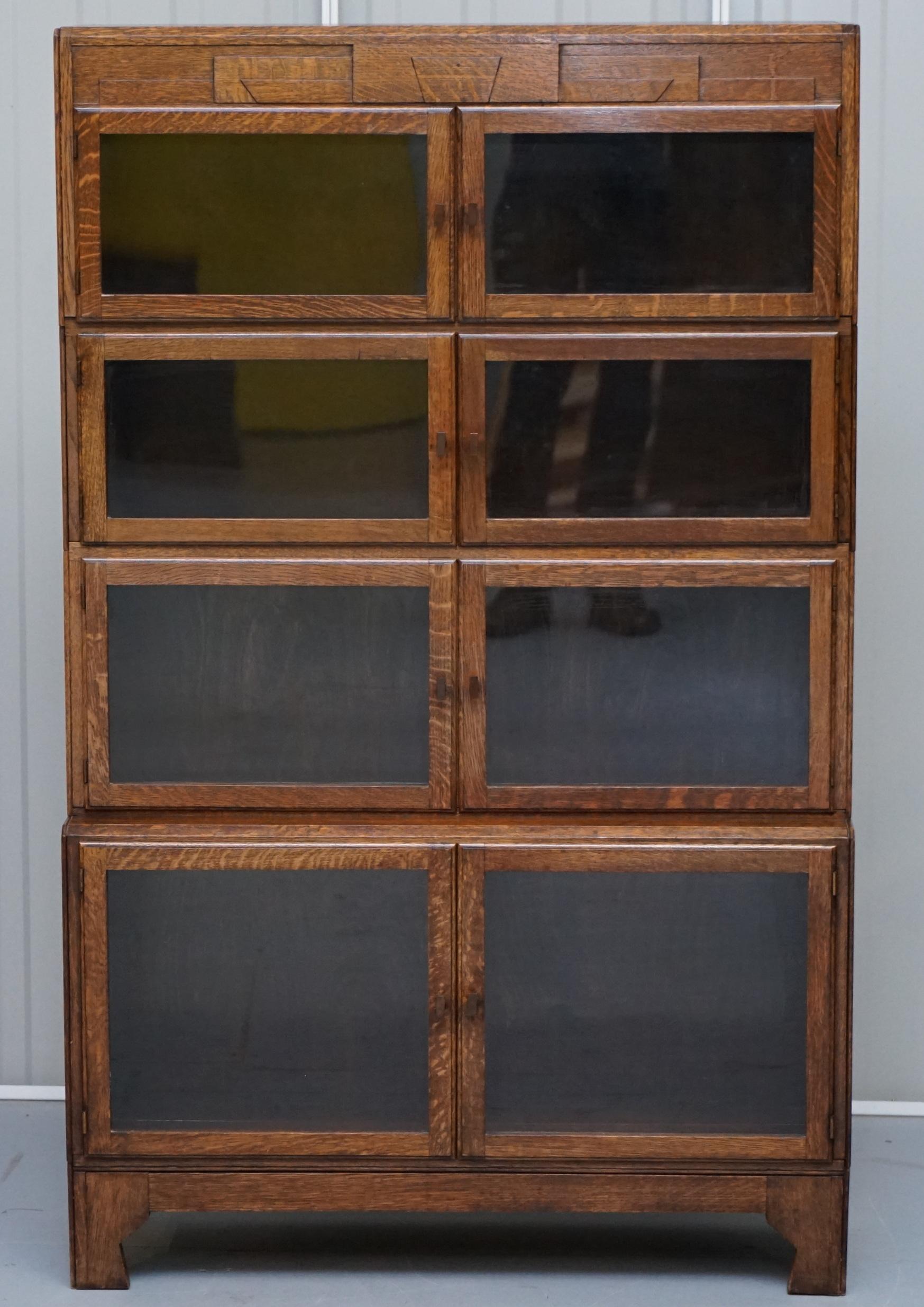 Rare Pair of Art Deco Oak Modular Minty Oxford Antique Stacking Legal Bookcases 4