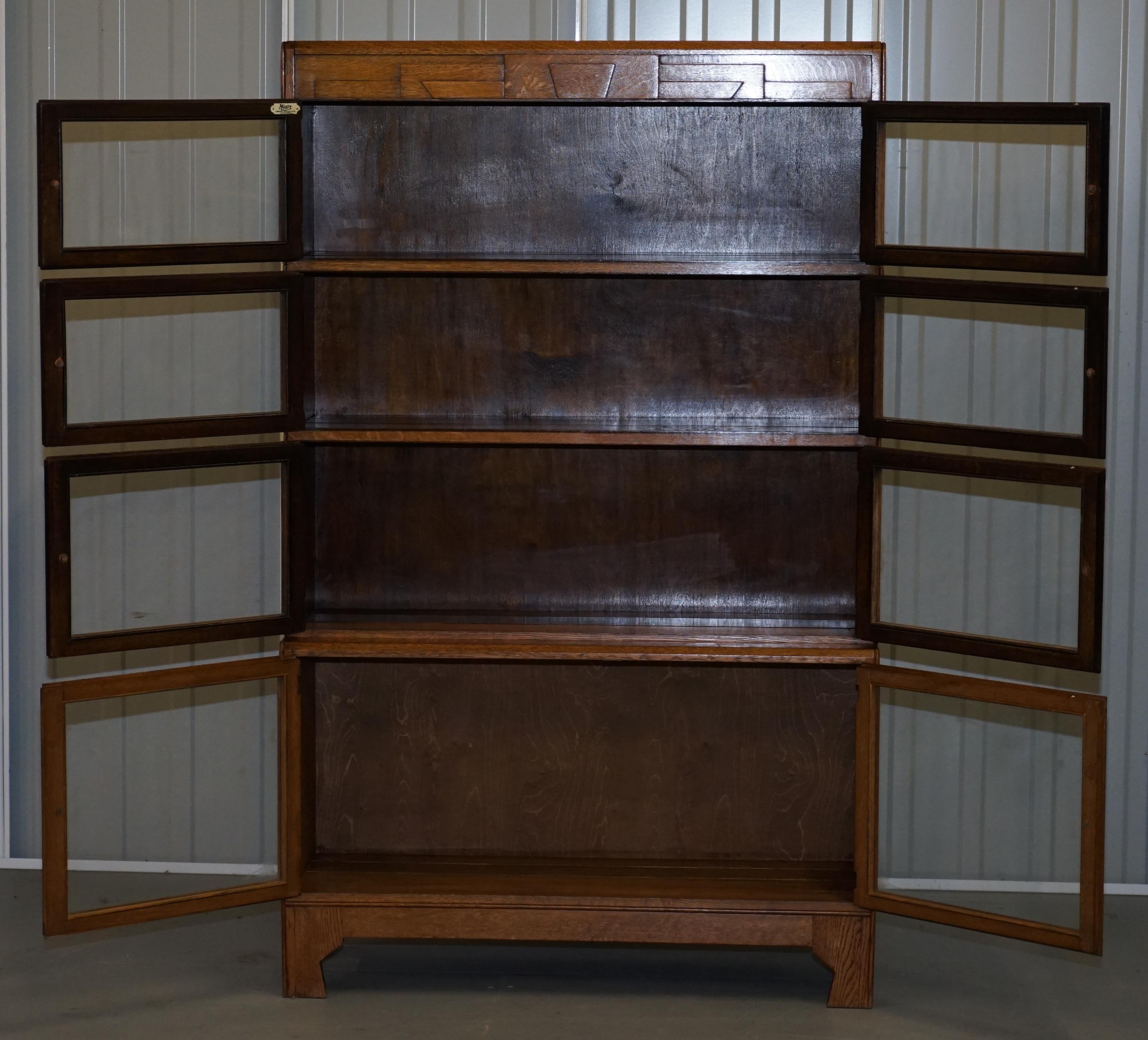 Hand-Crafted Rare Pair of Art Deco Oak Modular Minty Oxford Antique Stacking Legal Bookcases