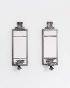 Rare Pair of Art Deco Pewter Candle Sconces by Böhlmarks, Sweden, 1930s