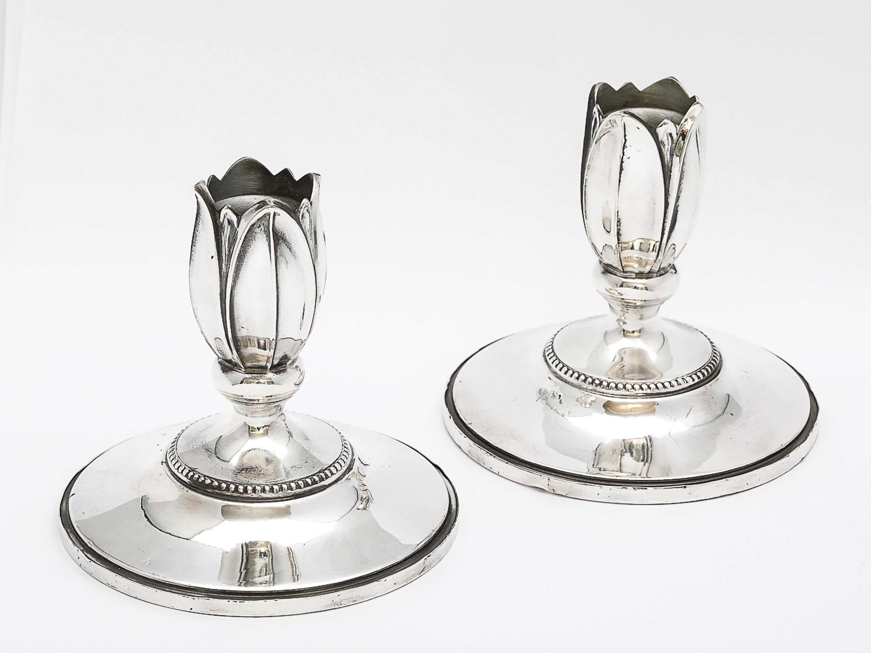 Rare Pair of Art Nouveau-Style Flower-Form Candlesticks 6