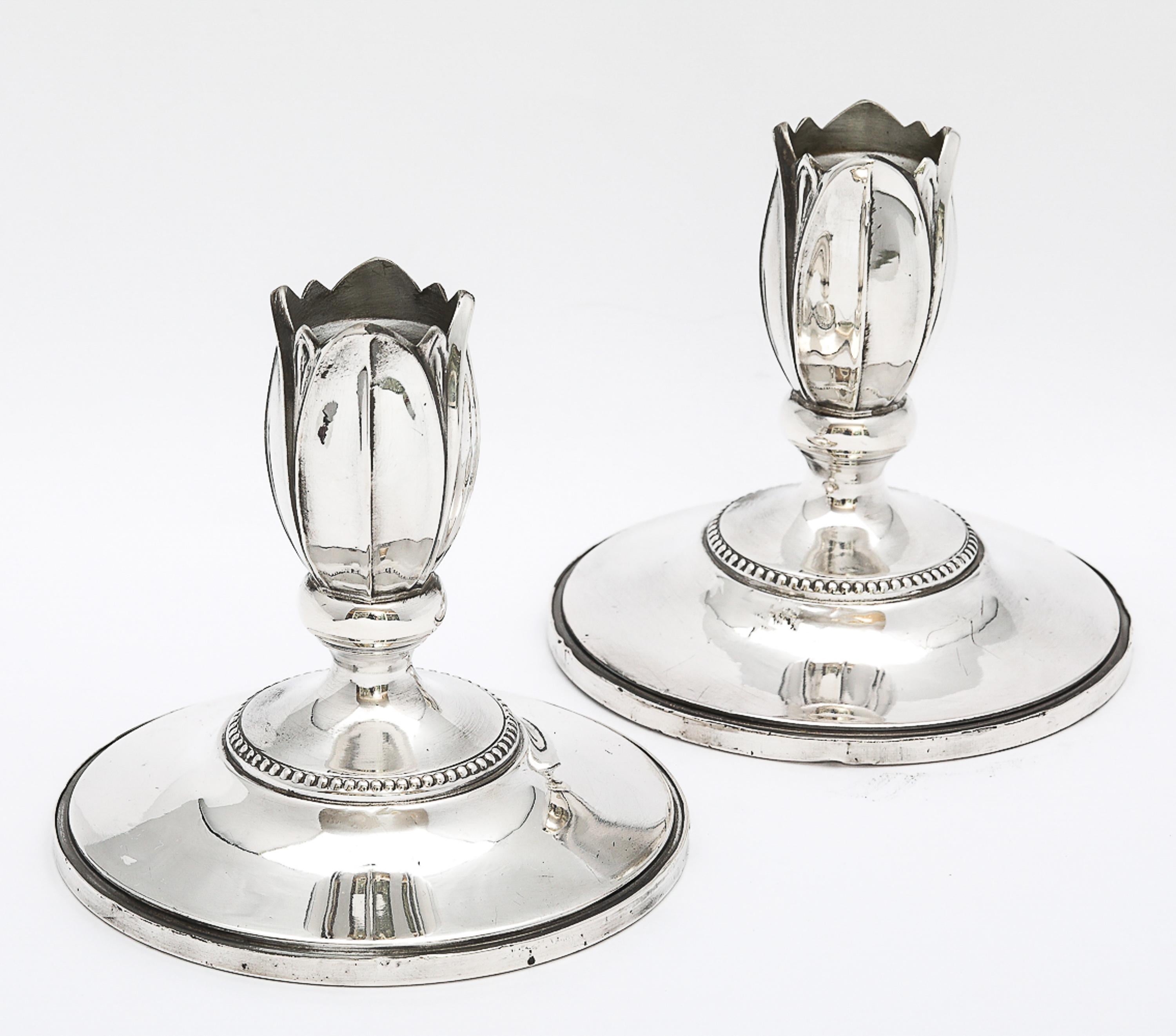 Mid-20th Century Rare Pair of Art Nouveau-Style Flower-Form Candlesticks