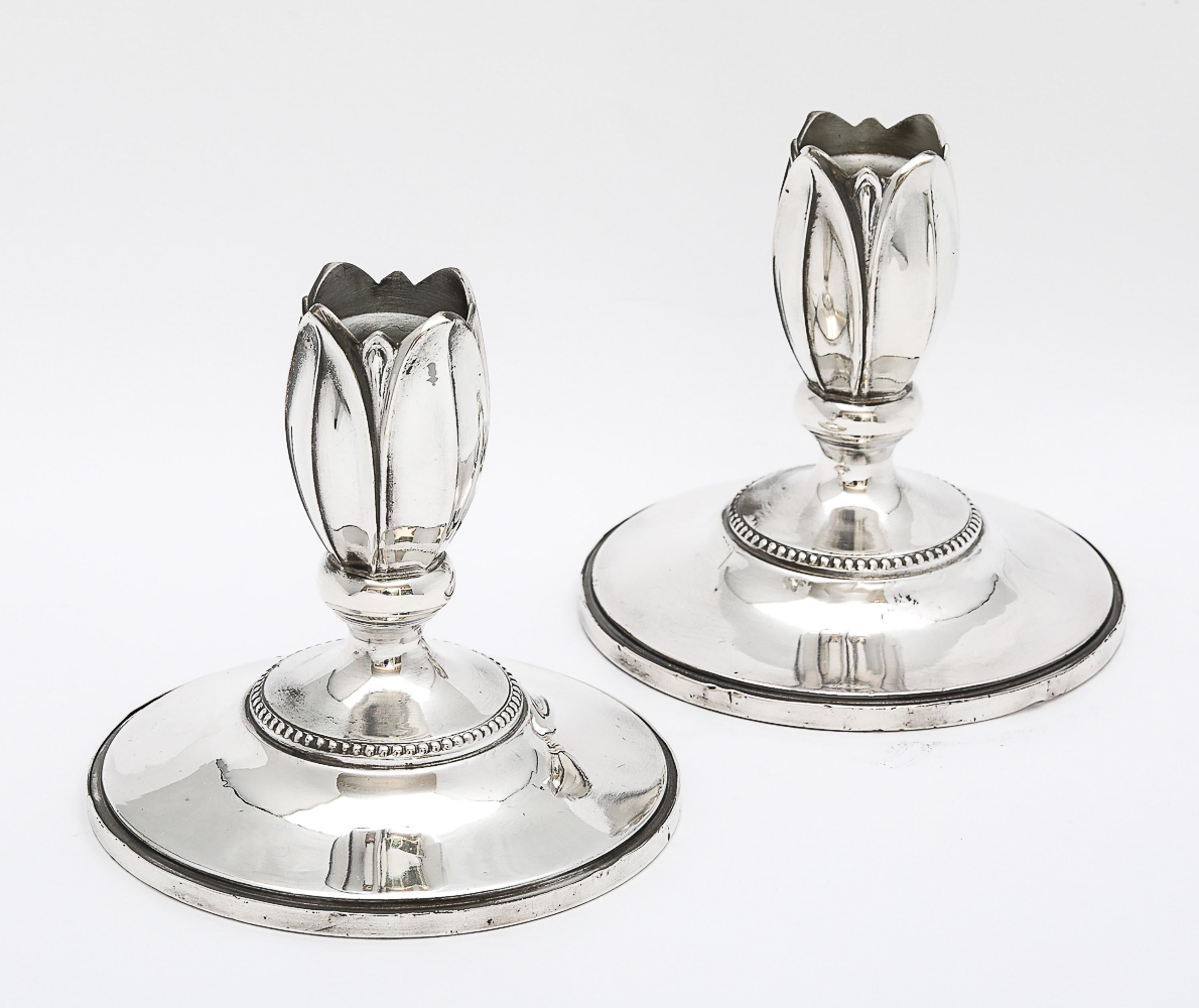 Rare Pair of Art Nouveau-Style Flower-Form Candlesticks 1