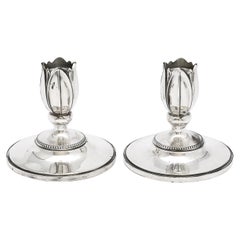 Rare Pair of Art Nouveau-Style Flower-Form Candlesticks