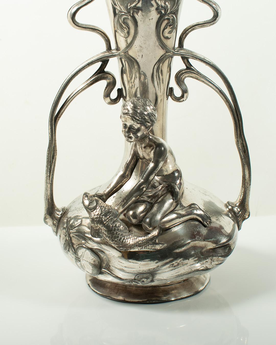 Art Nouveau Rare Pair of ART NOUVEAU Vases by WMF, Circa 1900 For Sale