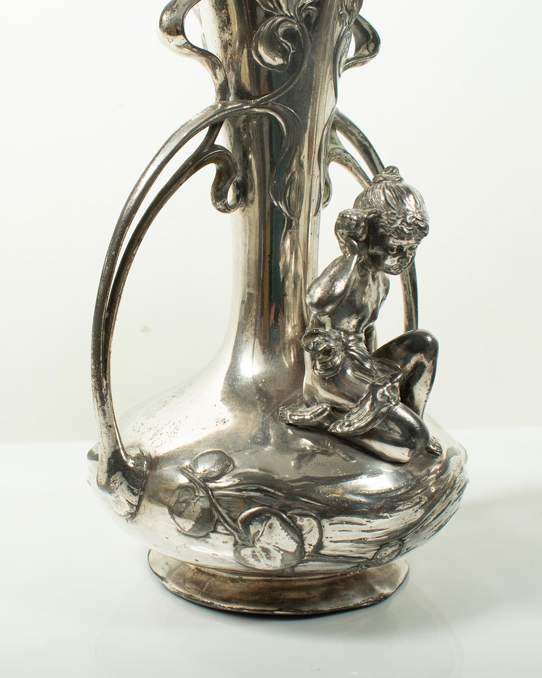 German Rare Pair of ART NOUVEAU Vases by WMF, Circa 1900 For Sale