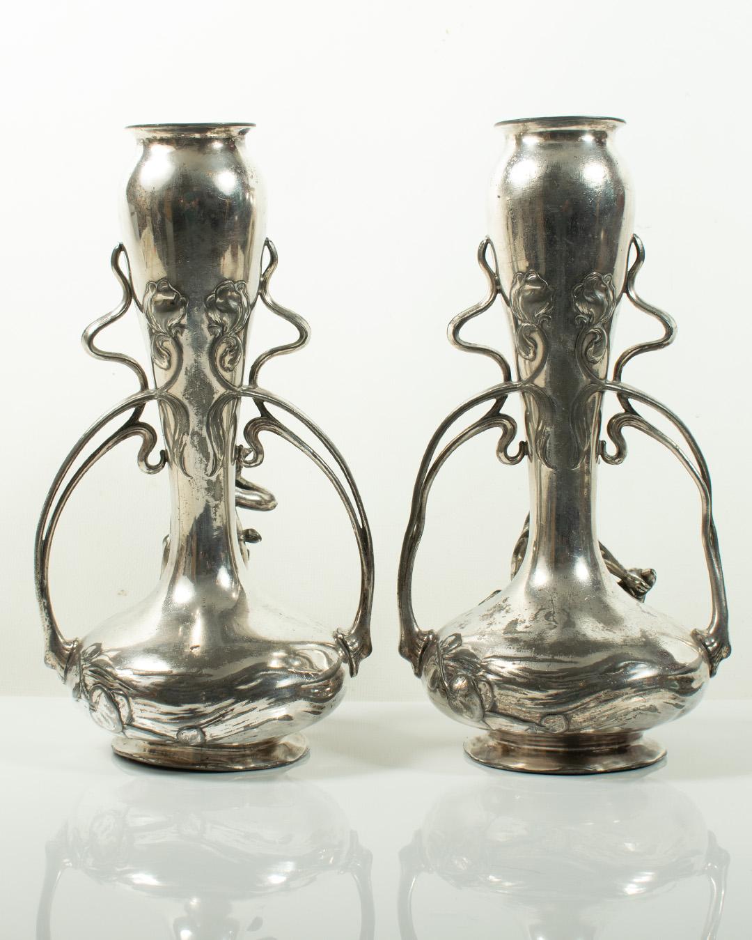Rare Pair of ART NOUVEAU Vases by WMF, Circa 1900 For Sale 1
