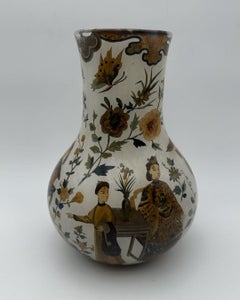 Rare Pair of 'Arte Povera' Glass Vases Chinoiserie Decor, 18th Century