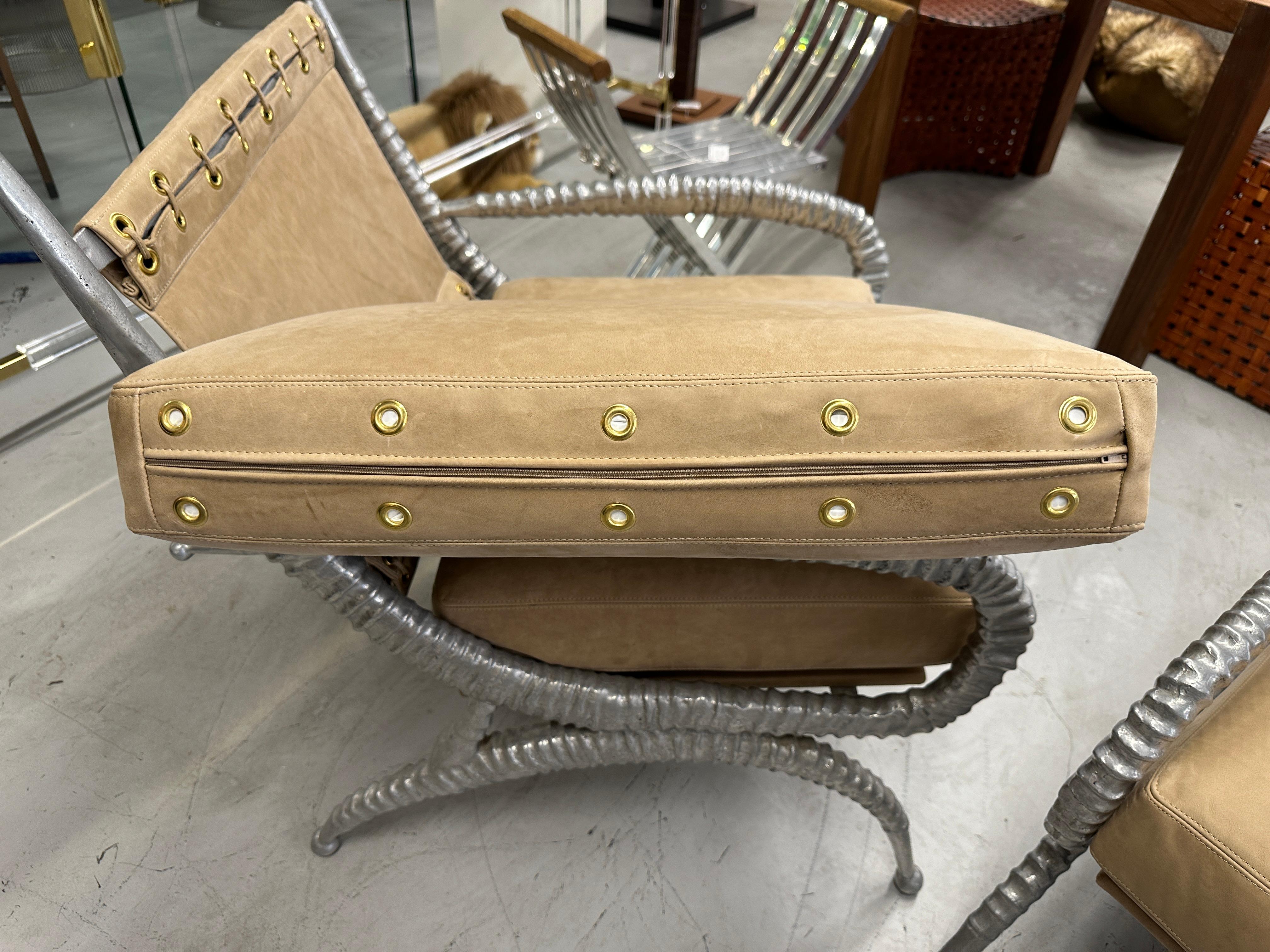 Rare Pair of Arthur Court Sable Chairs in Italian Nubuck Suede For Sale 8