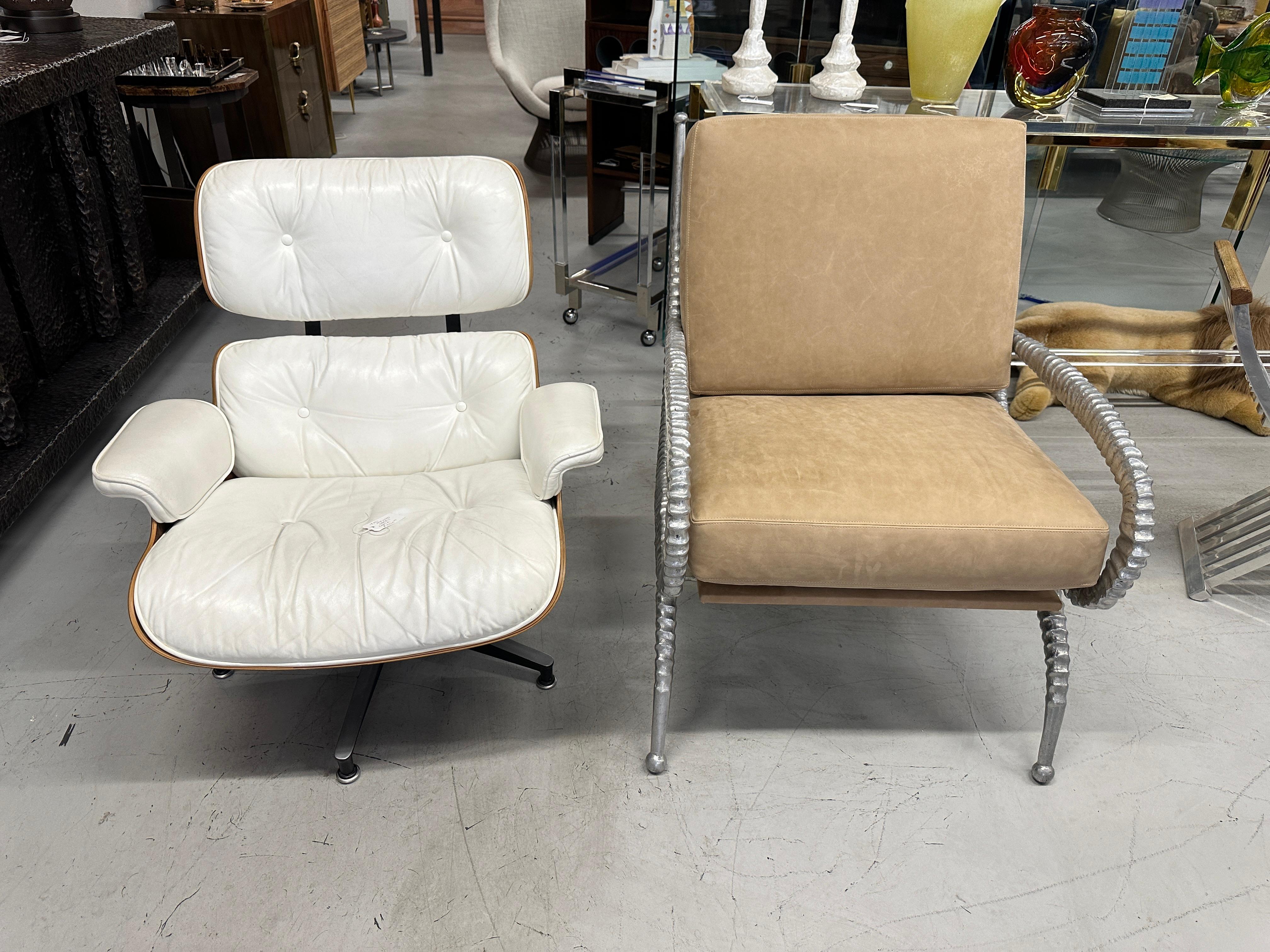 Rare Pair of Arthur Court Sable Chairs in Italian Nubuck Suede For Sale 12