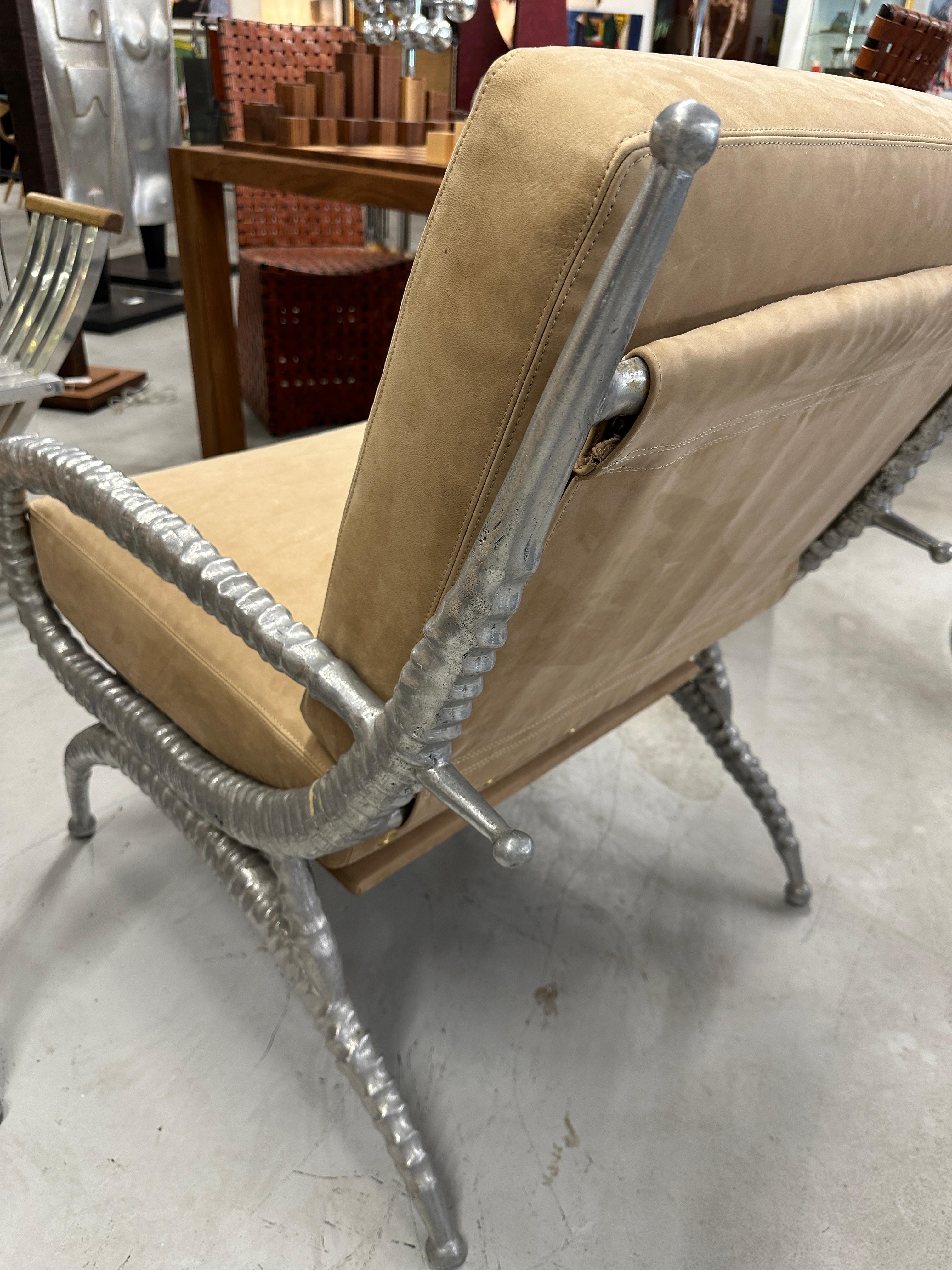 Rare Pair of Arthur Court Sable Chairs in Italian Nubuck Suede In Good Condition For Sale In Palm Springs, CA