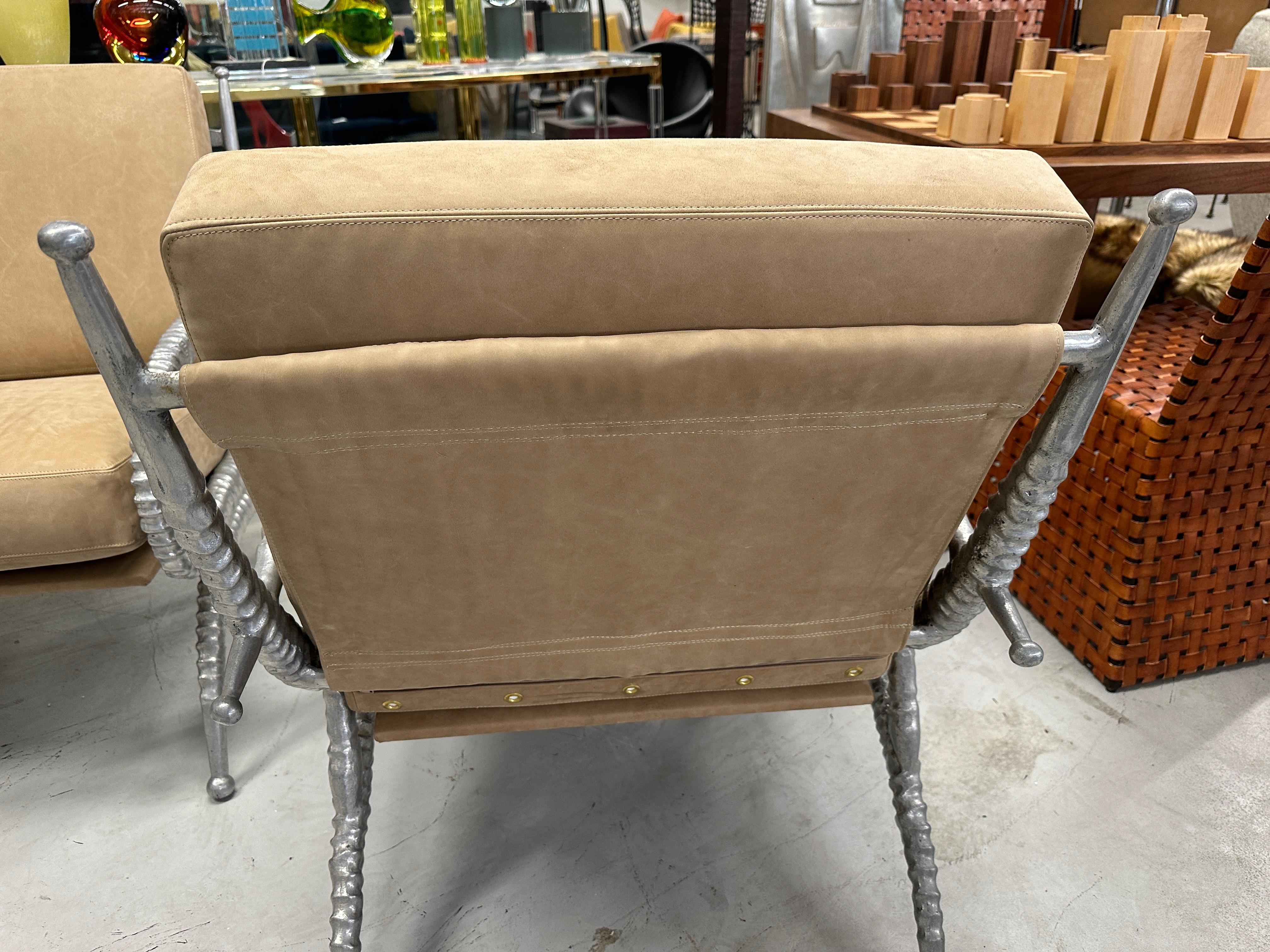 Late 20th Century Rare Pair of Arthur Court Sable Chairs in Italian Nubuck Suede For Sale
