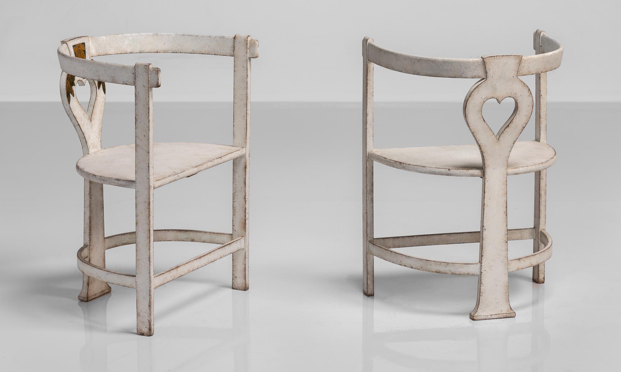 Swedish Rare Pair of Artists Chairs, Sweden, circa 1910